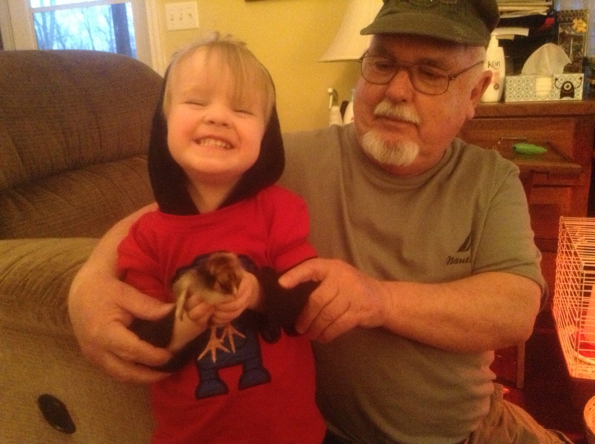 Poppie and Isaac. With chick Henny Penny