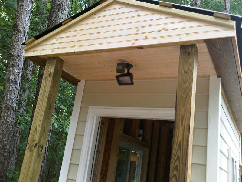Porch light with motion detection is now in and the porch ceiling too