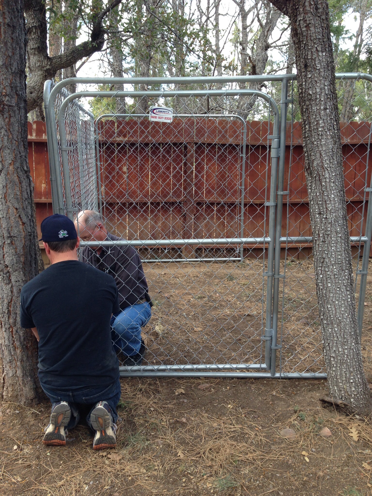 Putting together the fencing for the ducks