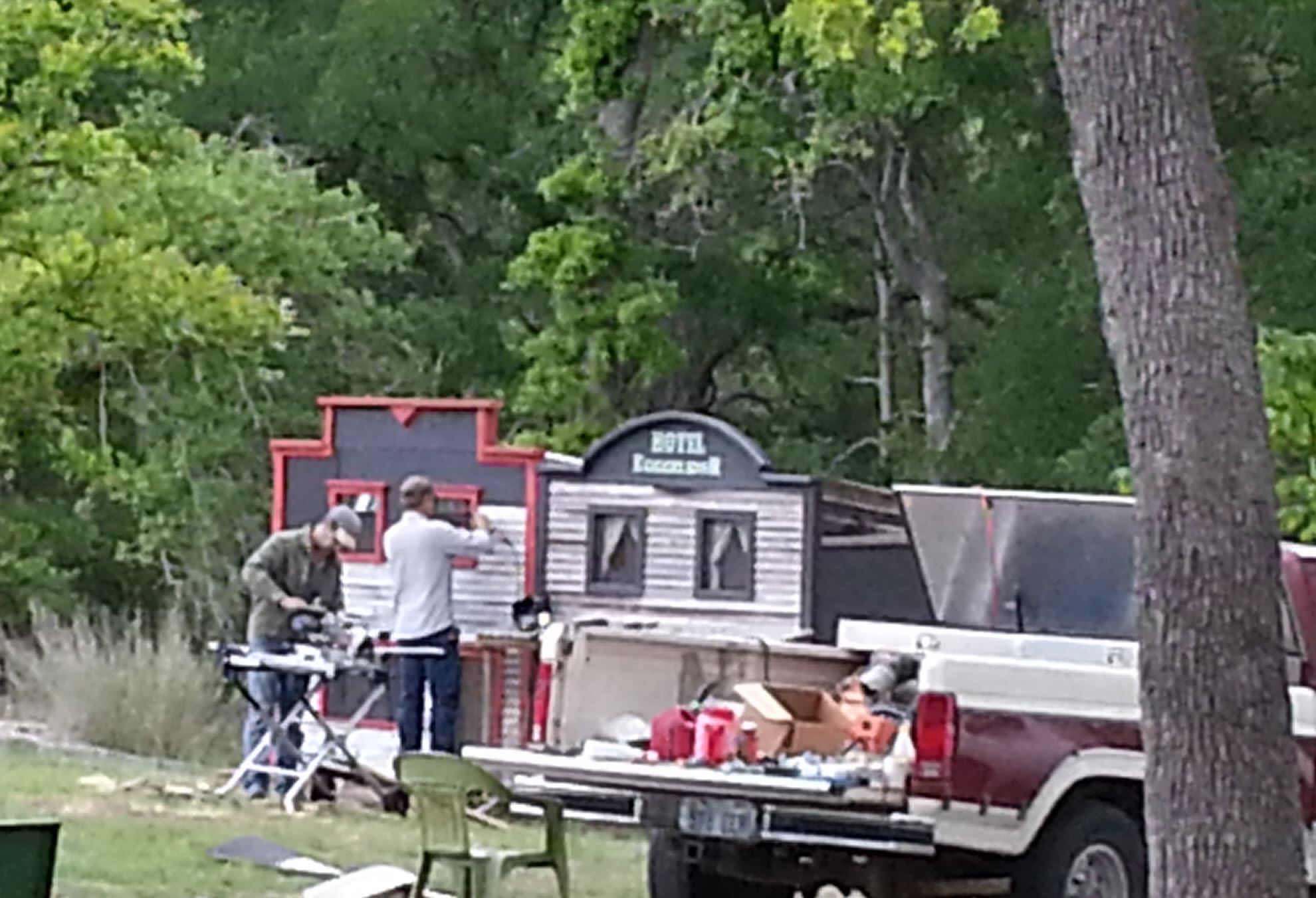 Putting up the siding.