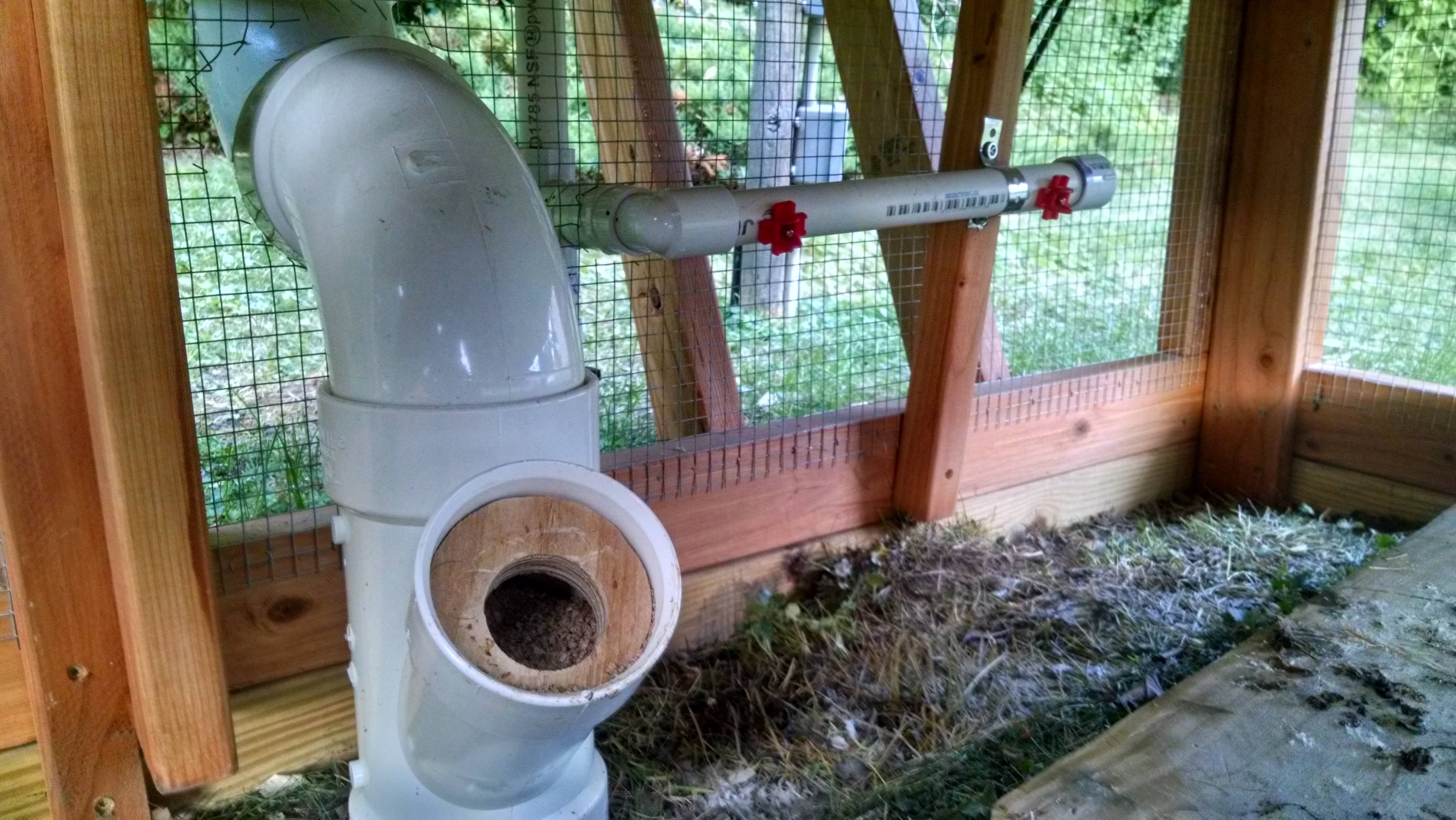 pvc feeder and waterer under coop