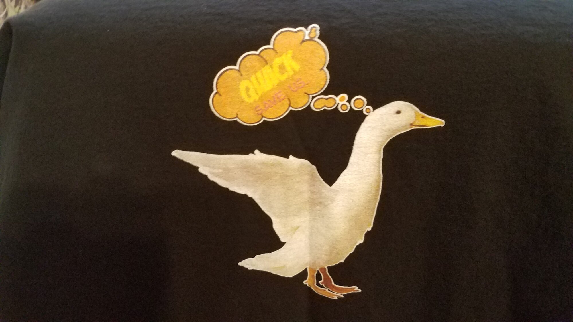 Quack! Save us.