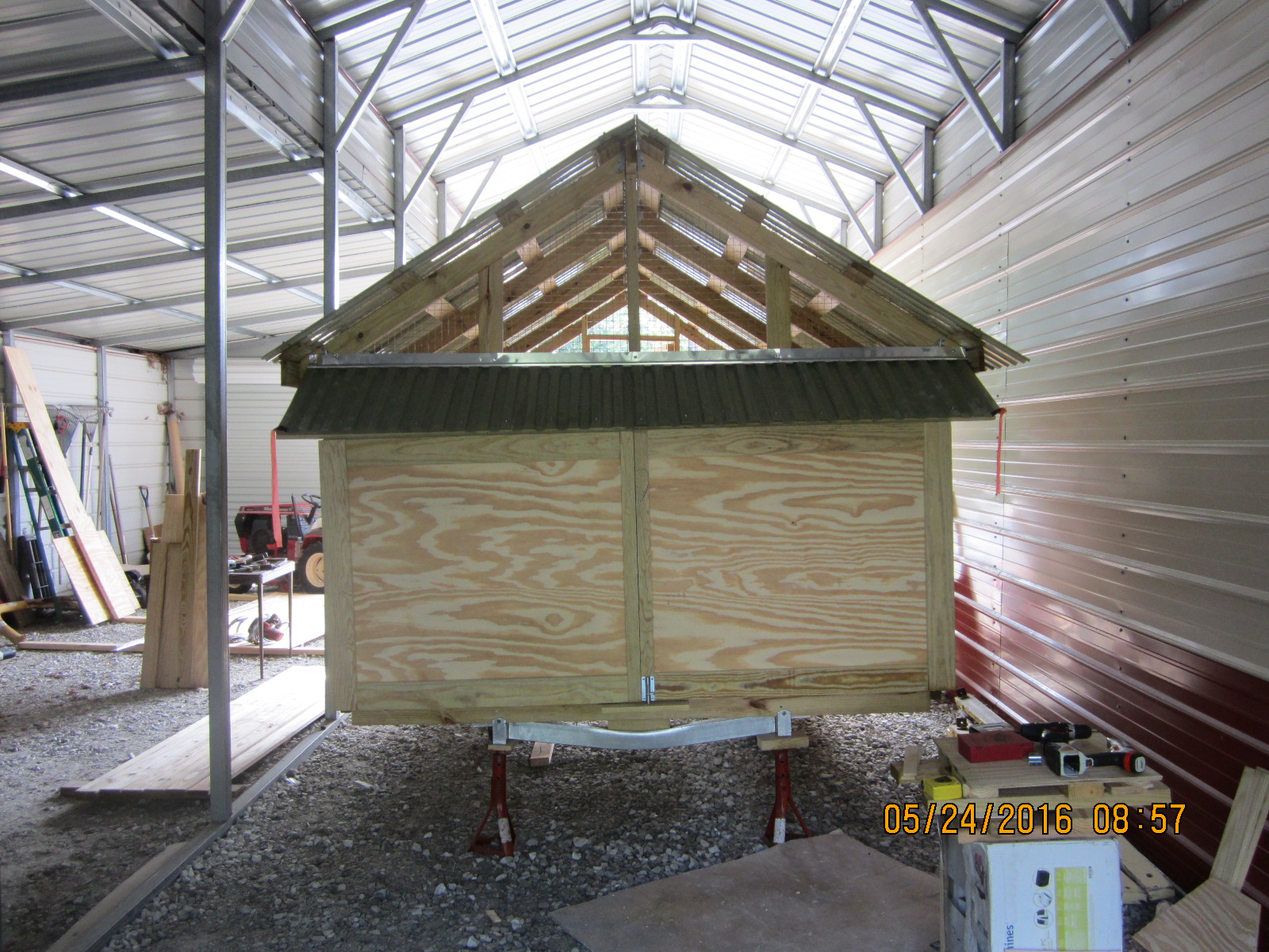 Rear outside of nest box area.