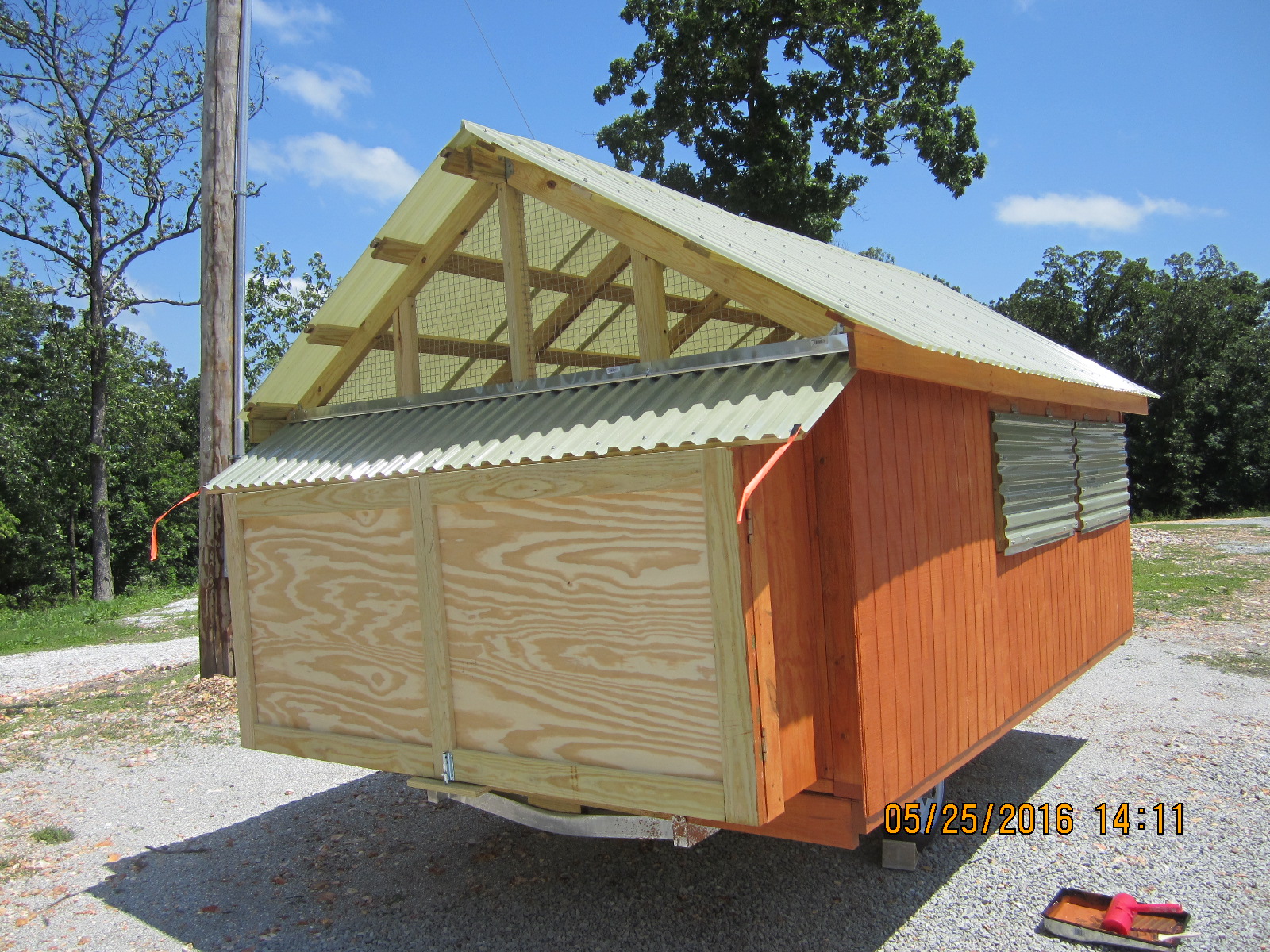 Rear view stain in progress