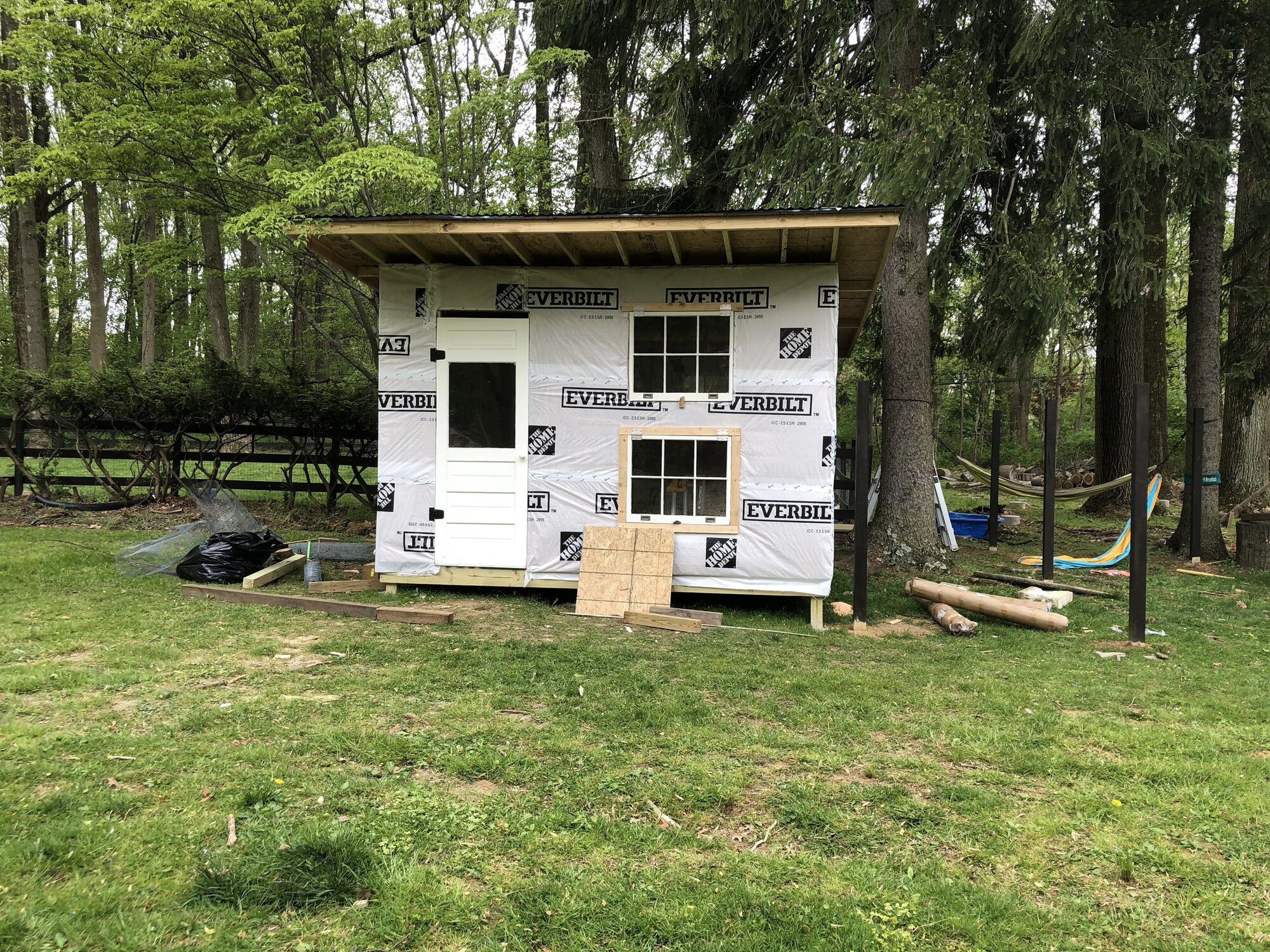 Reclaimed doors and windows installed