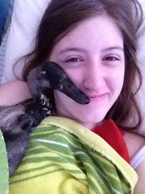 Remy cuddling in bed