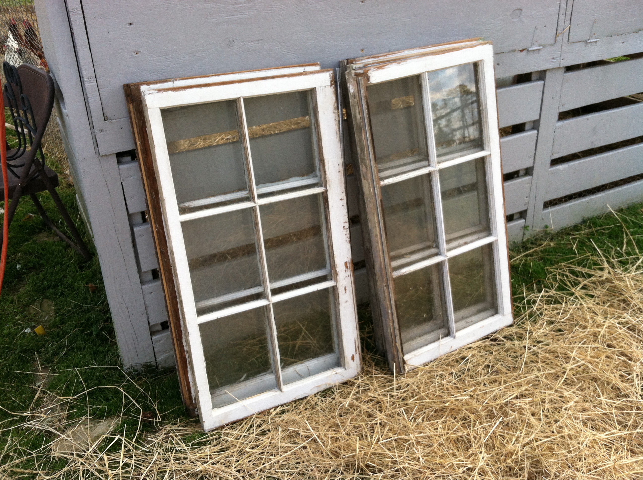 Reuse double hung windows by separating them and using them individually on their sides. Cost $0.00