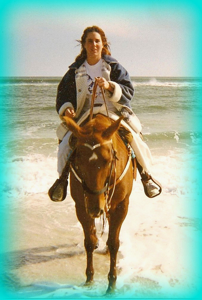 Riding my horse on Assateague Island 1995