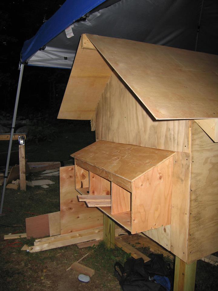 roof 8-27 by the time I got home, Hubby had put the roof on and it threatened rain, so we put the canopy over it