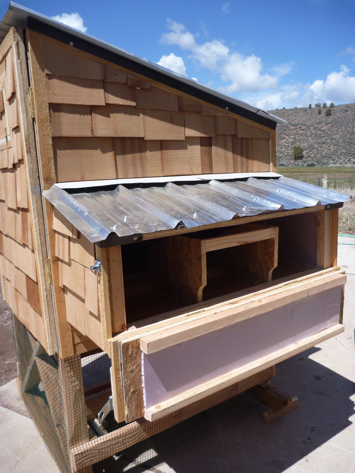 roosting box with removable divider for easy cleaning