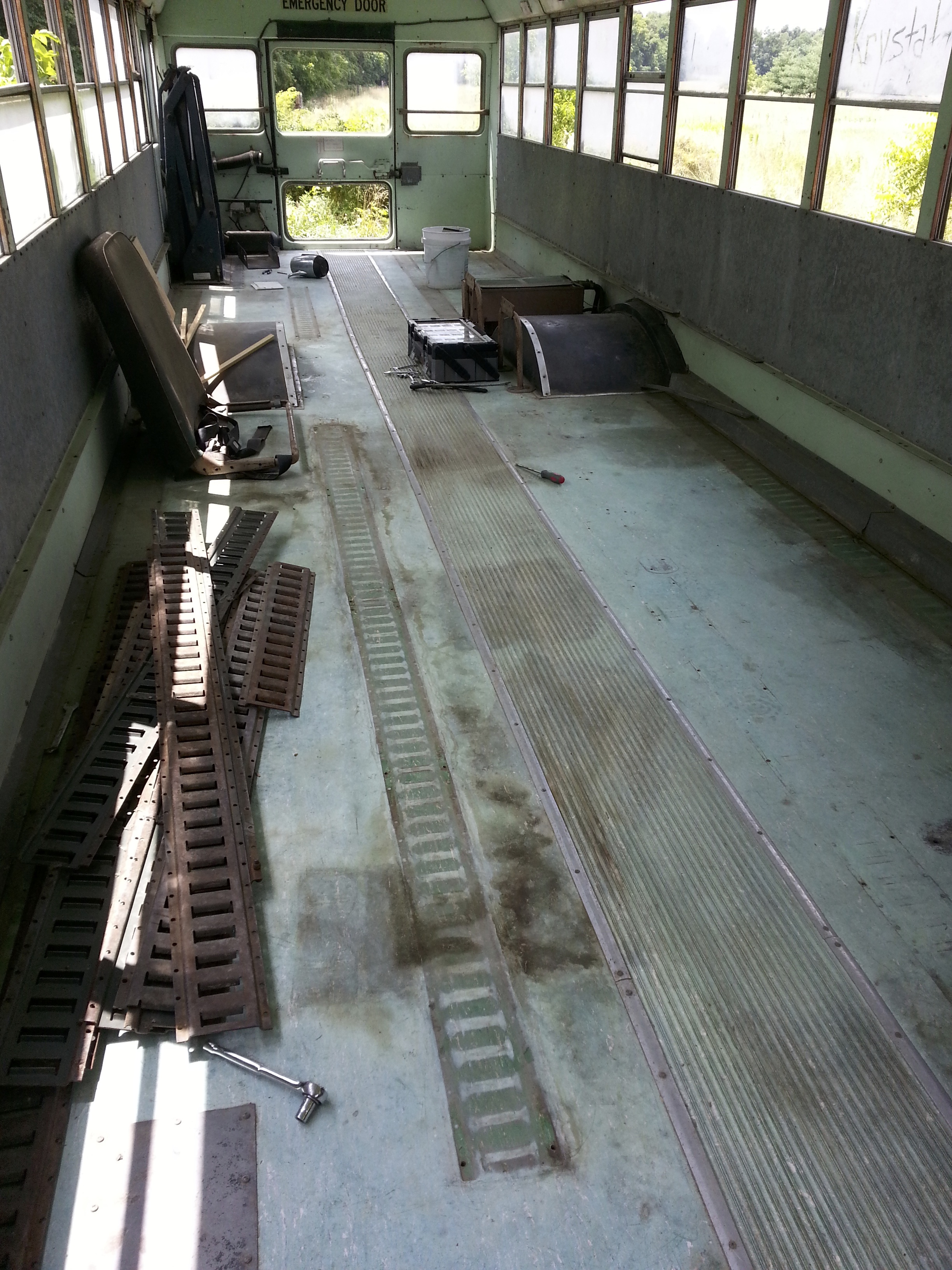 School Bus ready to be converted to a coop.