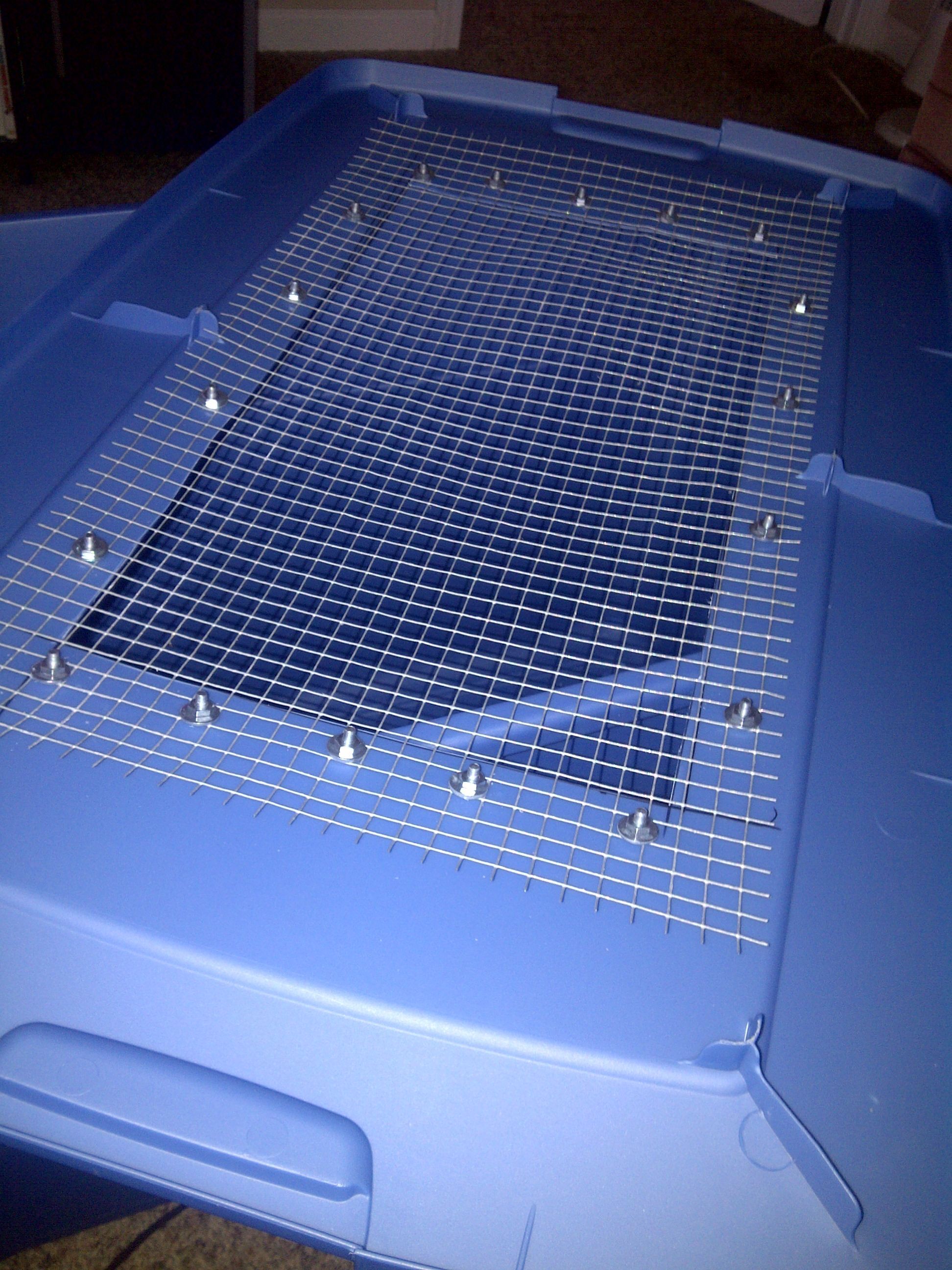 Screws and washer to hold tight. We have cats and they have already been on it and it holds up good.