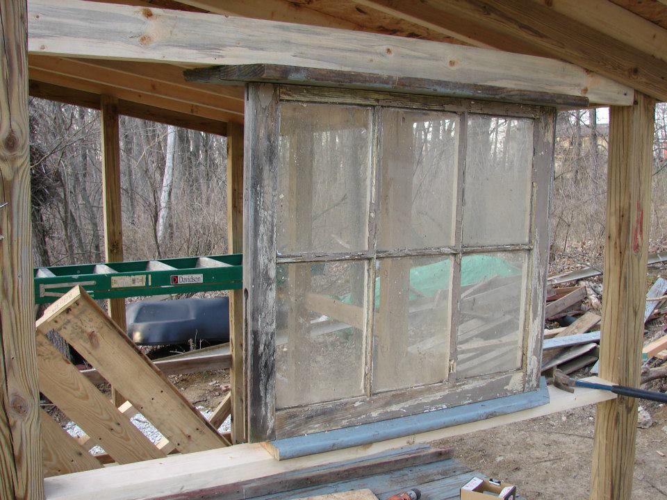 Setting the windows. They still need to be refurbished.
