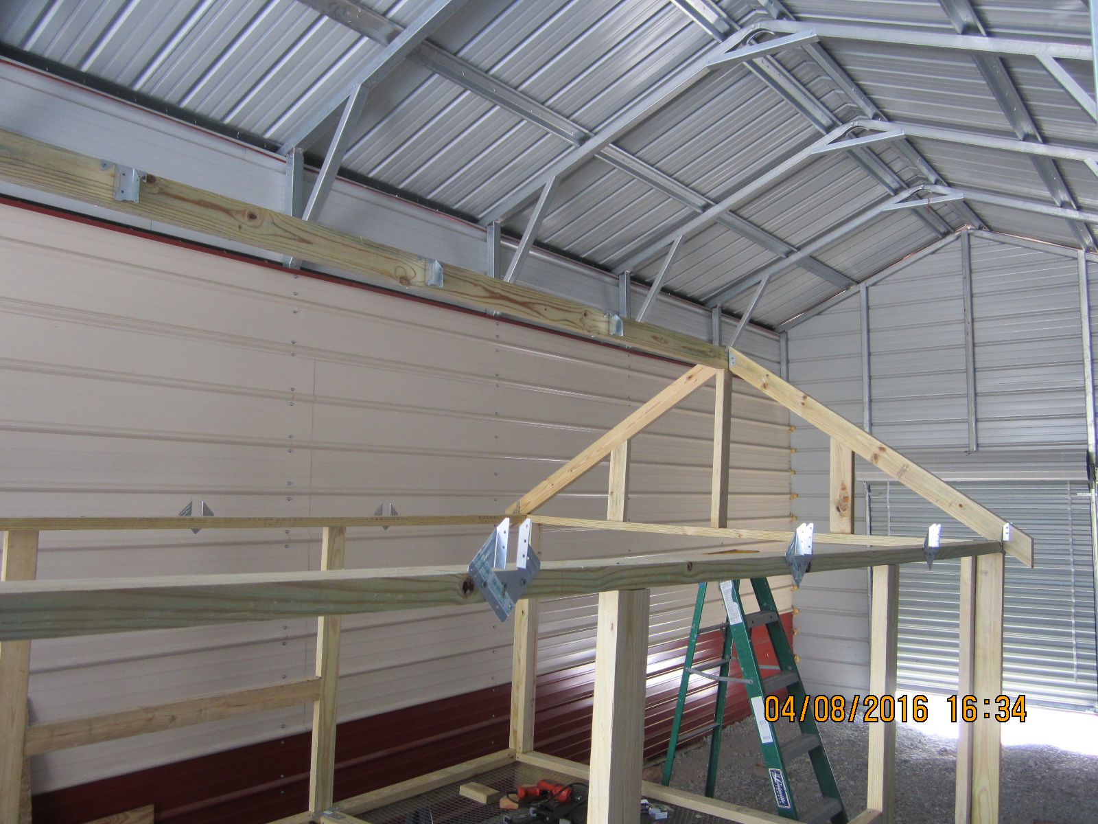 Setting up the rafters.