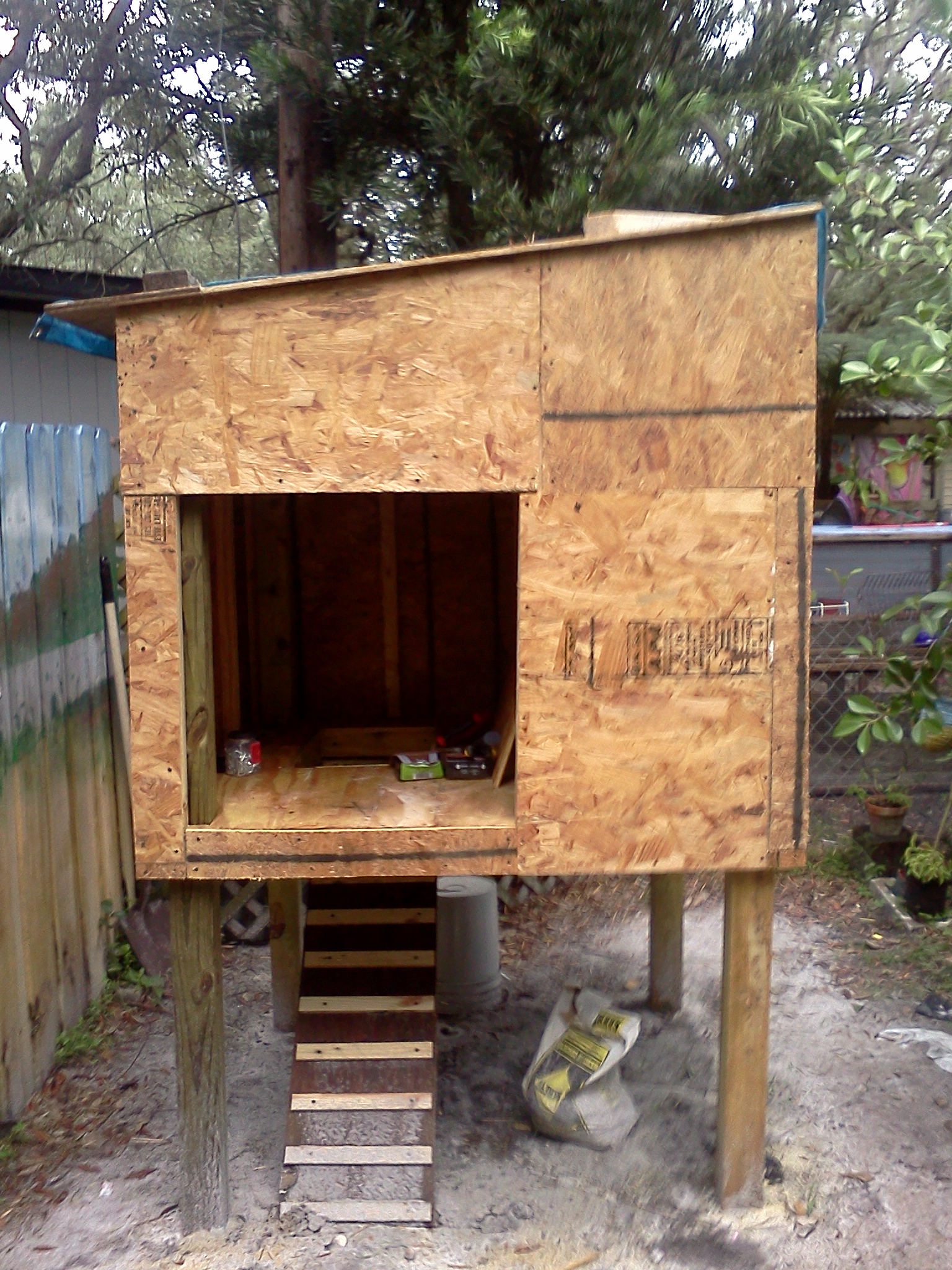 Sheathed coop ready for siding.