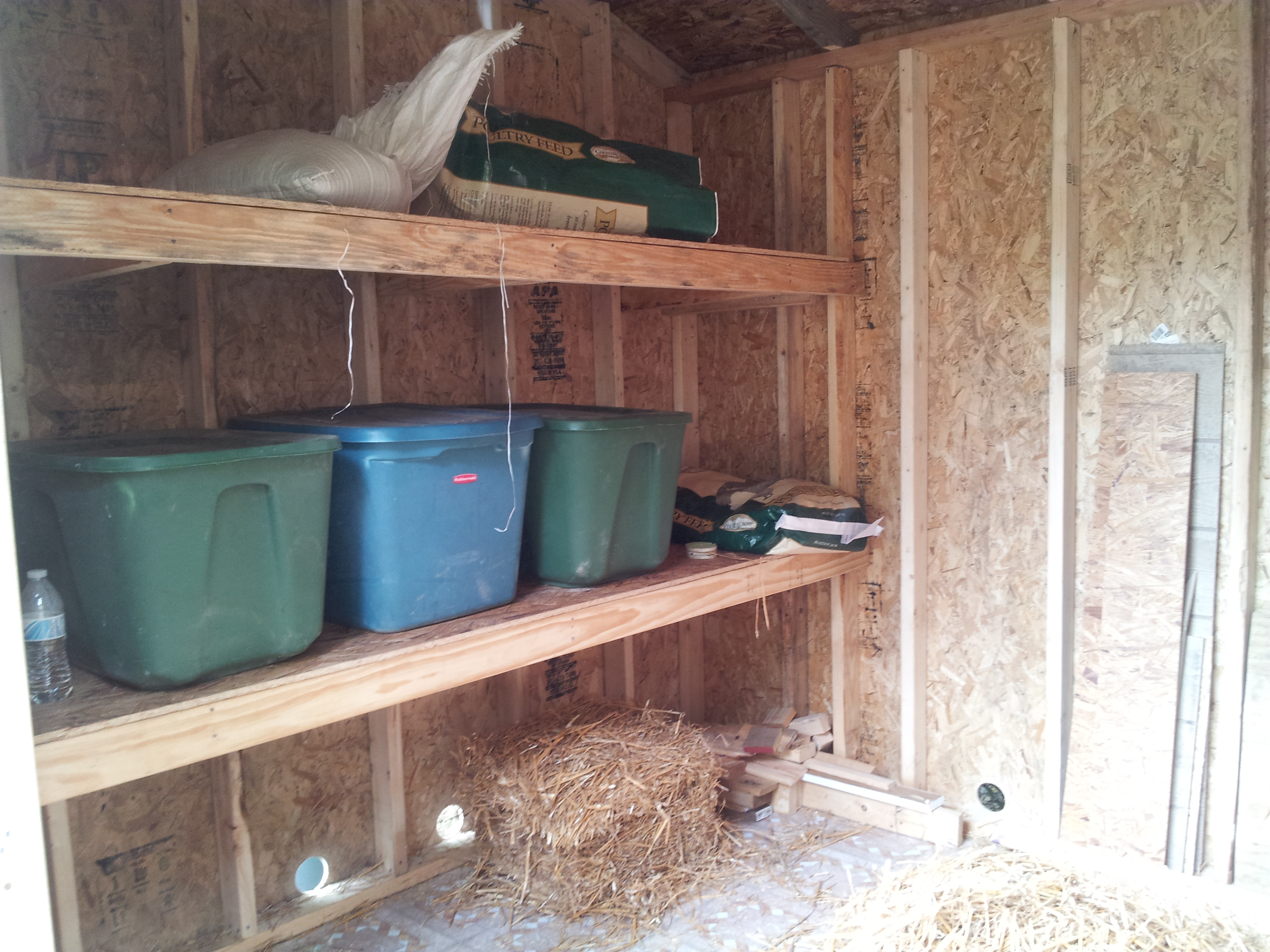 Shelves DH built for storage, left side