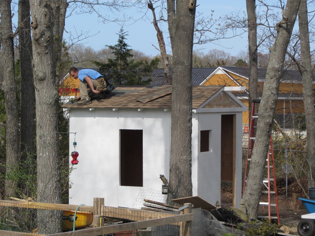 shingling the roof I chose wood coler
