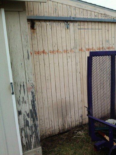 Sliding coop door. I would add a screen door inset so on very warm days I can leave sliding door open.