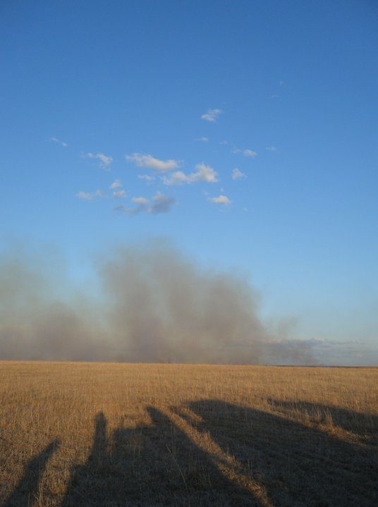 Smoke from burning.