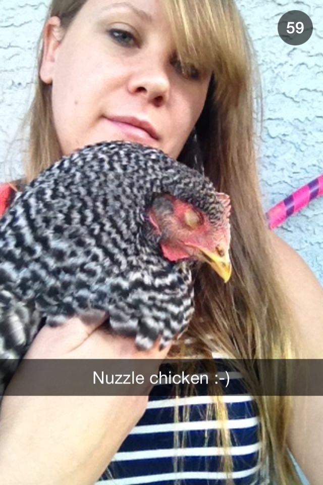Snuggle Chicken. She would jump in my lap and fall asleep in my arms.