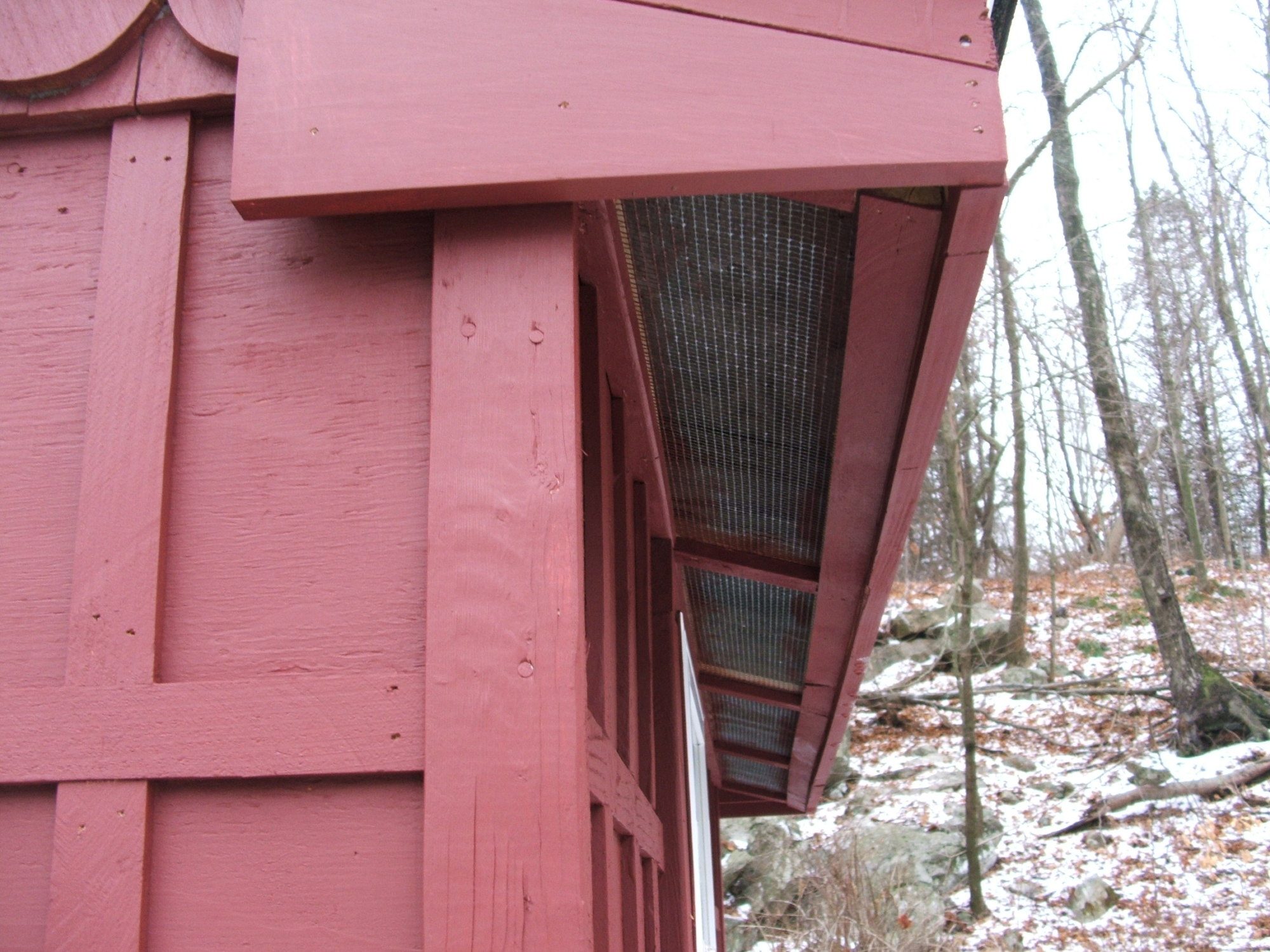 Soffit vents on covered with 1/2 " wire cloth