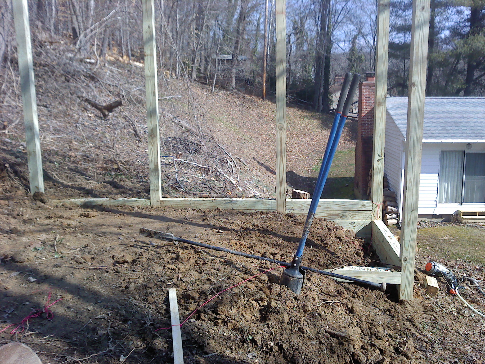 Started on the pen with retaining walls and anchors.