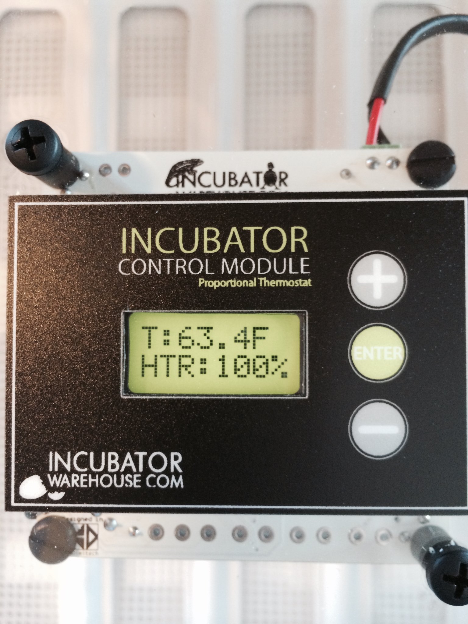Temperature at plug-in.
Time: 9:59am.
HTR is the percentage at which the motor/fan are running. Currently this is at 100% capacity because it is trying to bring the temperature up.