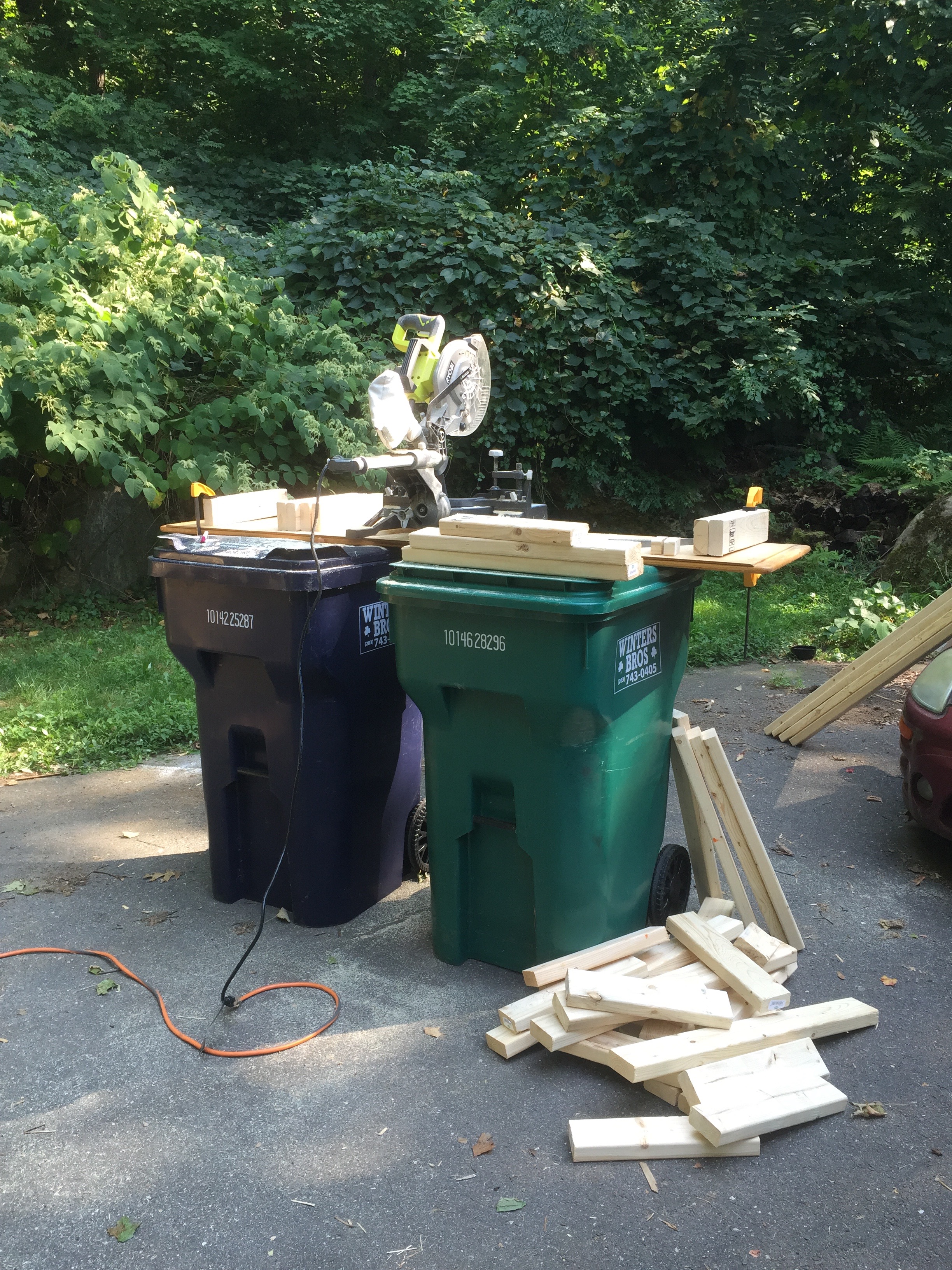 Temporary work station... I was the cutter.