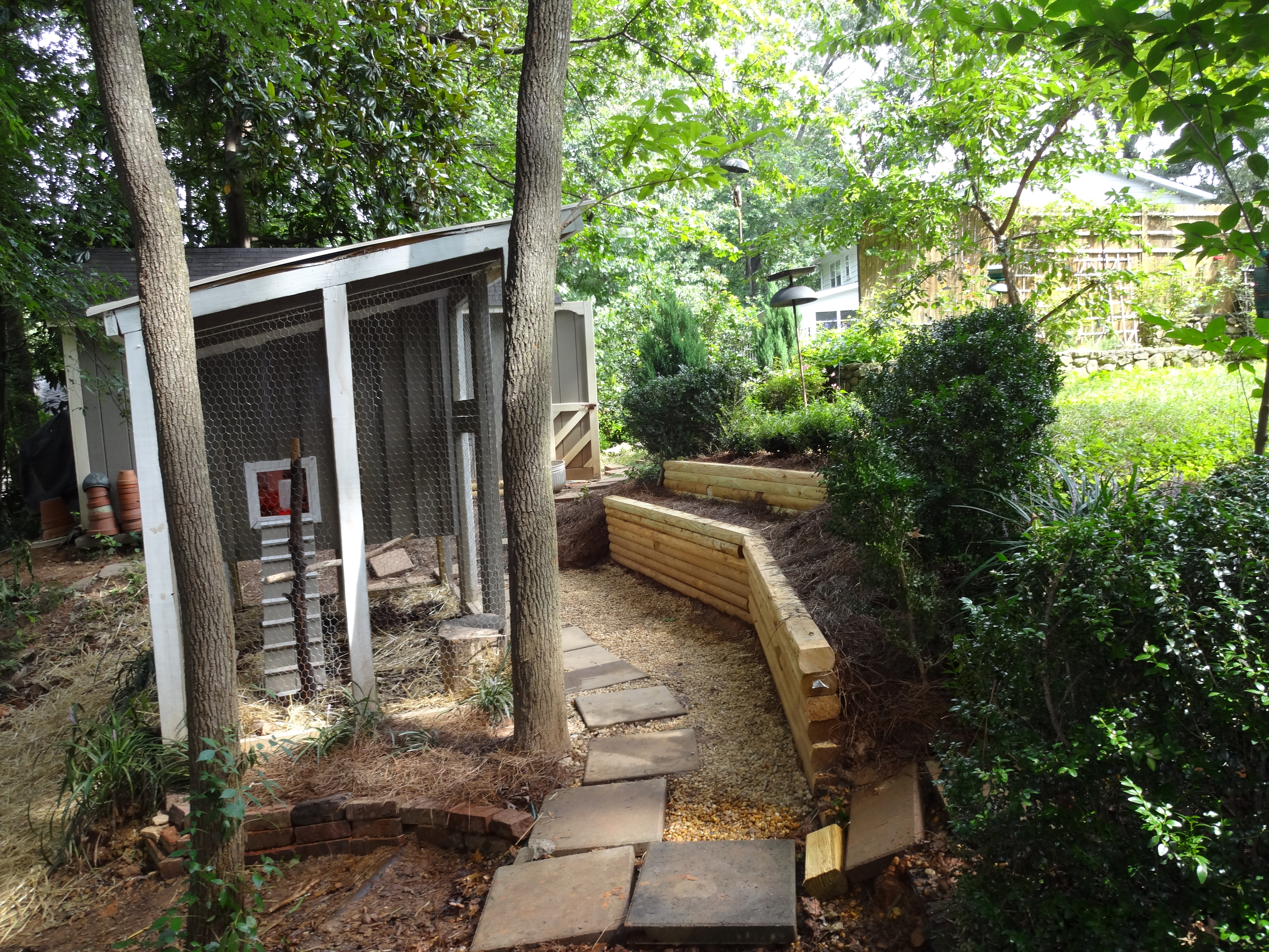 The area in front became very muddy so we built the retaining walls.