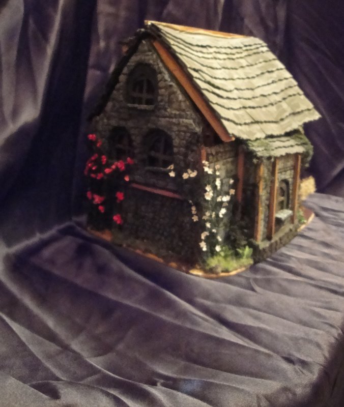 The back of the model I made in 2012.  Inspiration for the Tudor chick house for the Silkies.