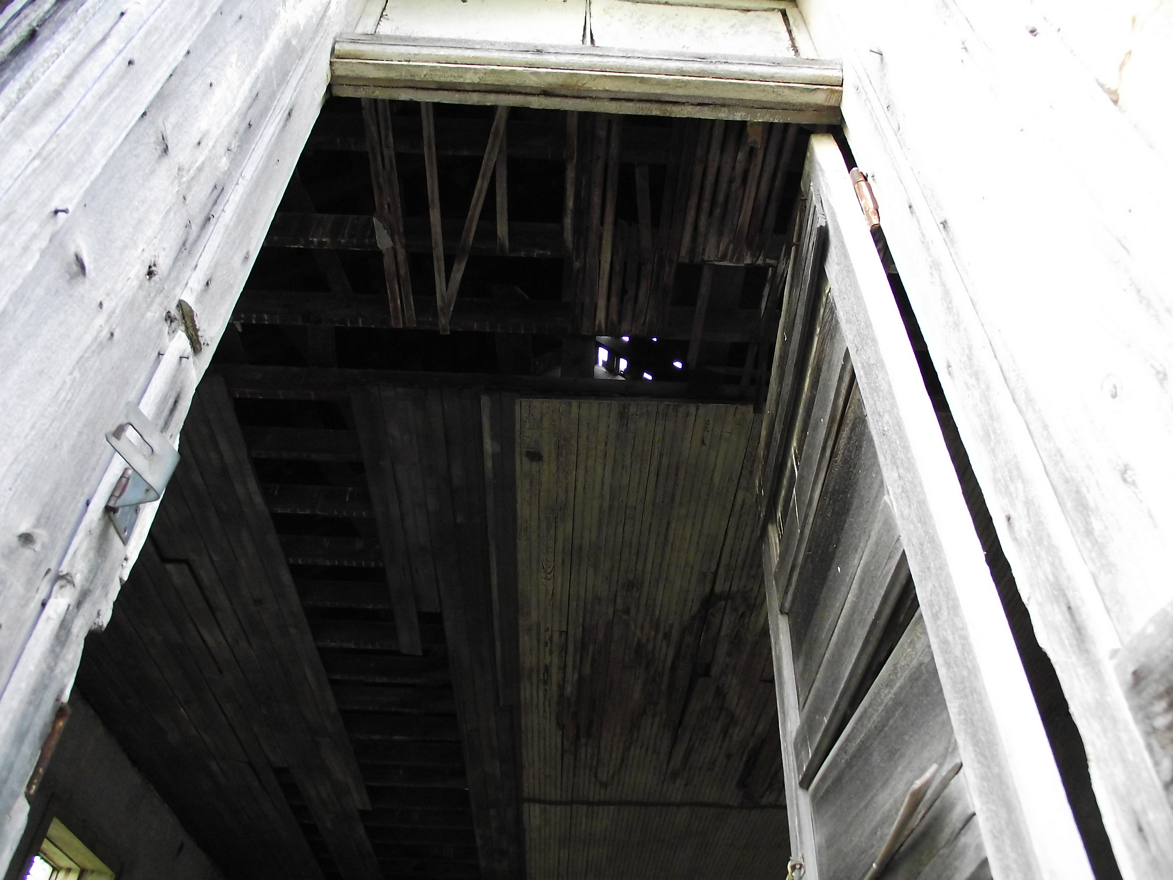 The ceiling when standing in front of the doorway.