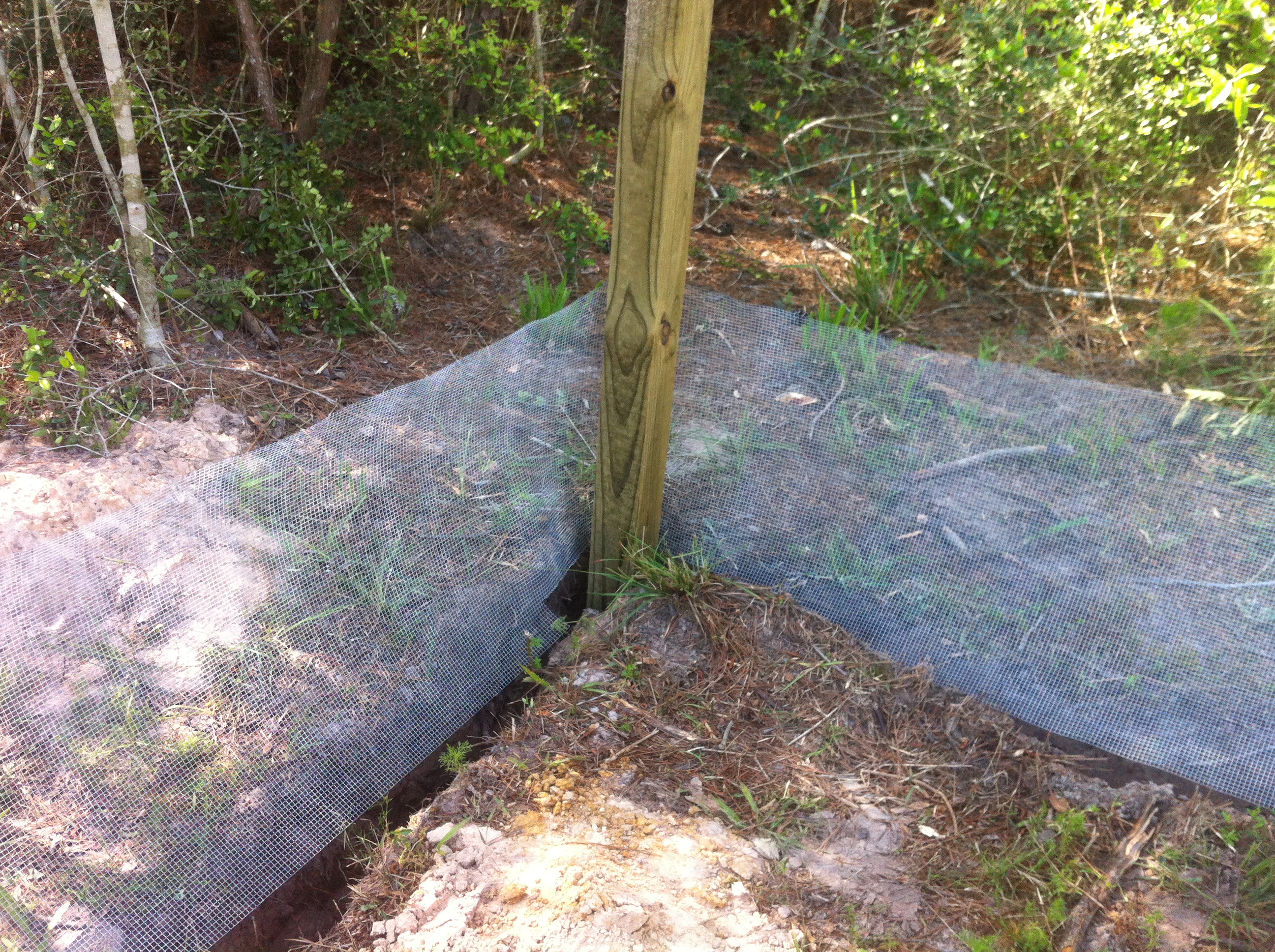 The concret areas required notching of the hardware cloth.