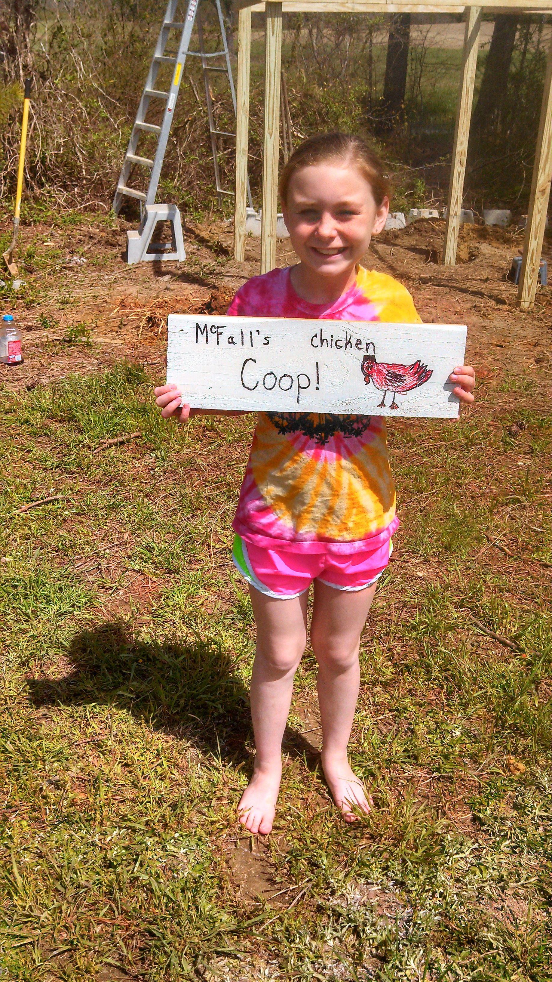 The coop isn't ready but the sign is.