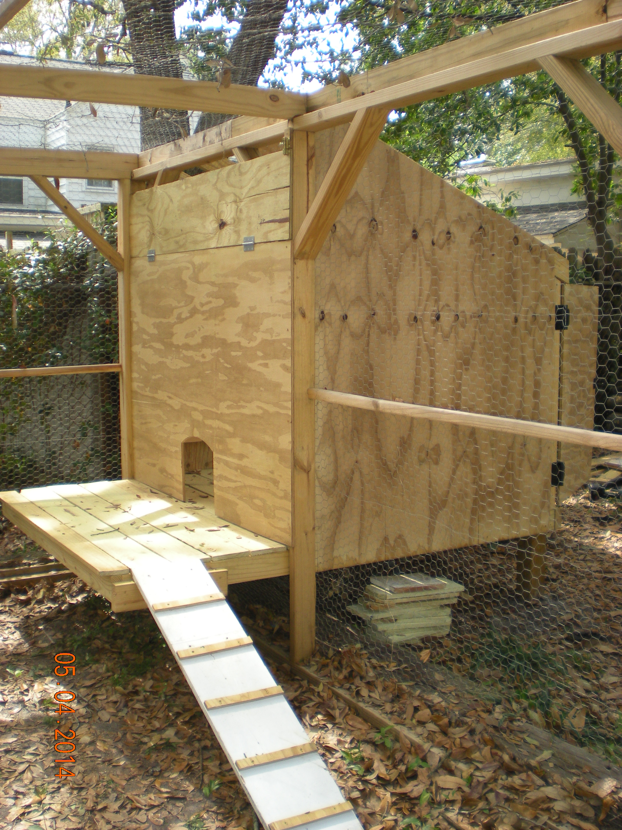 The coop we built, the top area flips down to help with ventilation during our hot/humid months