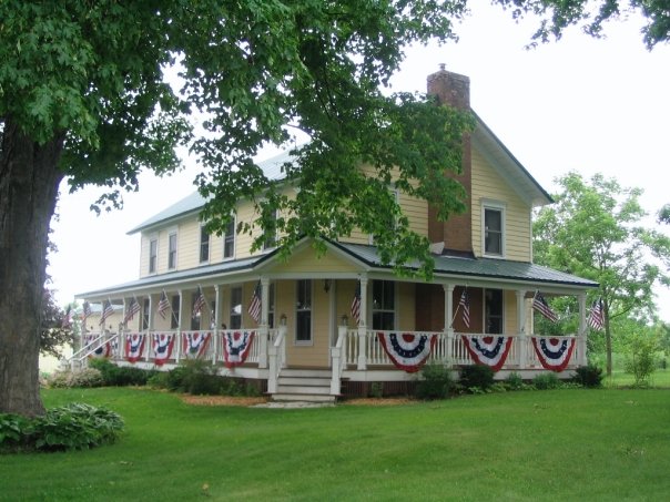 The final result of all our hard work remodeling a run down, neglected 1876 farmhouse.

My inspiration for the wrap around porch was a house that I saw in Michigan.