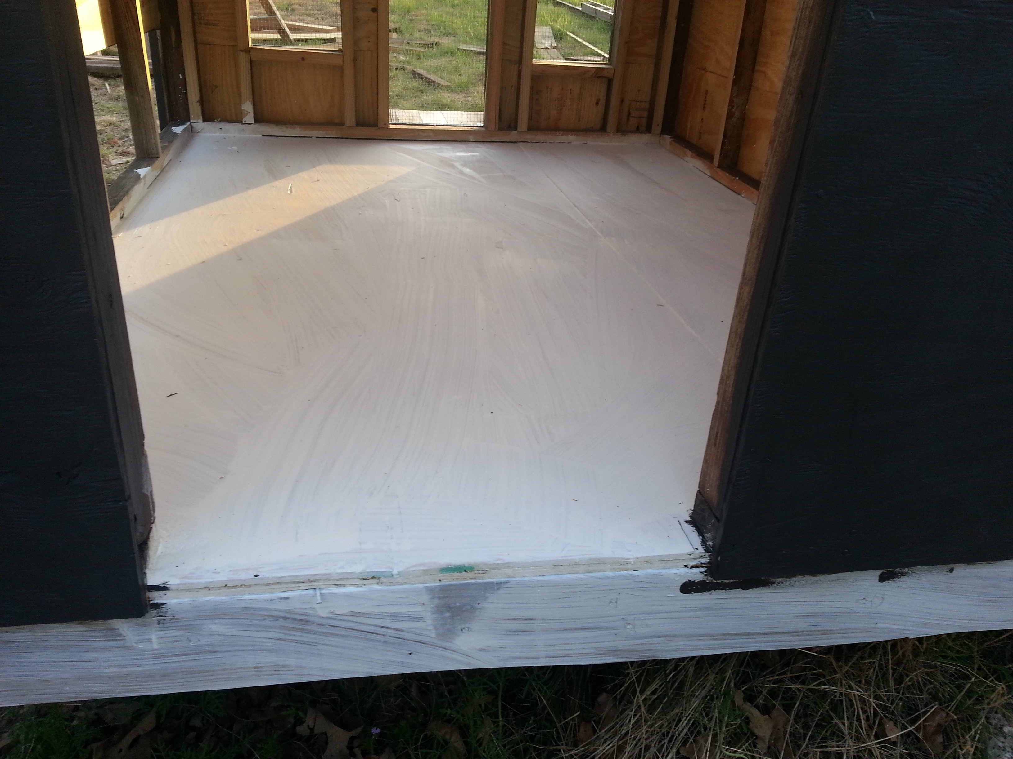 The floor has been sealed to help prevent mold and mildew and other such wonderful things.