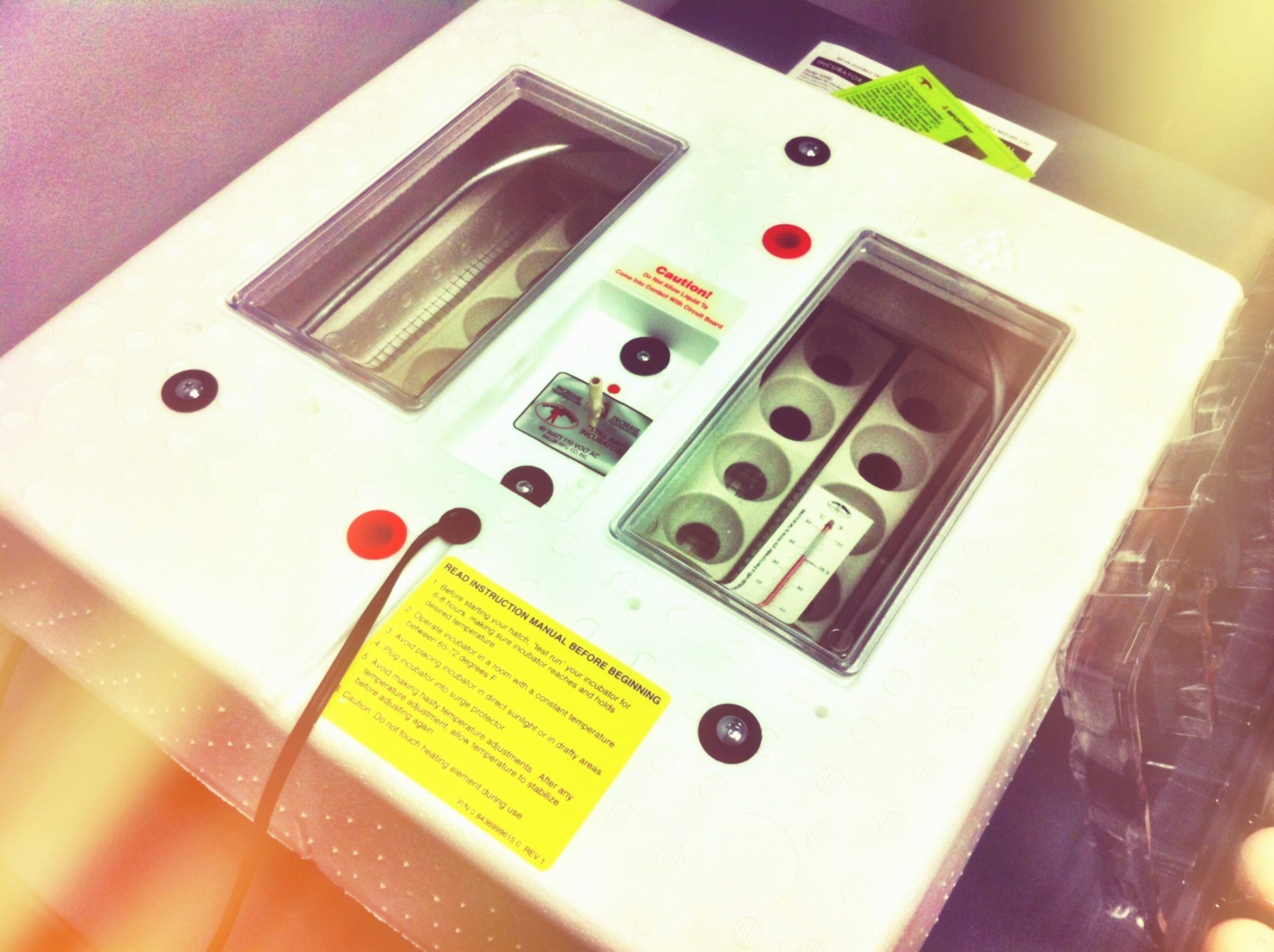The incubator we'll be using - A Little Giant, still air incubator with an automatic egg turner.