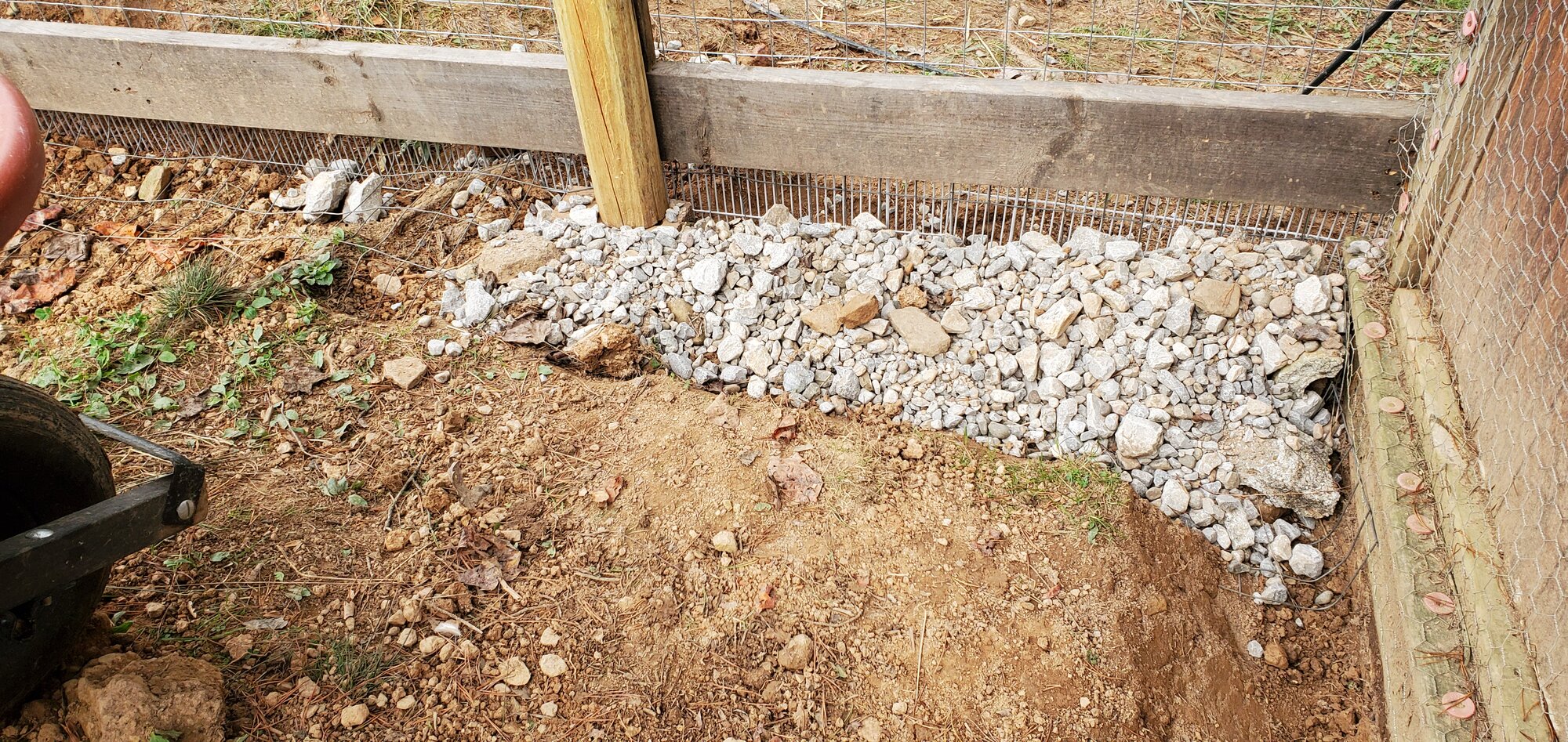 The inside will be filled with gravel for drainage and more protection against digging