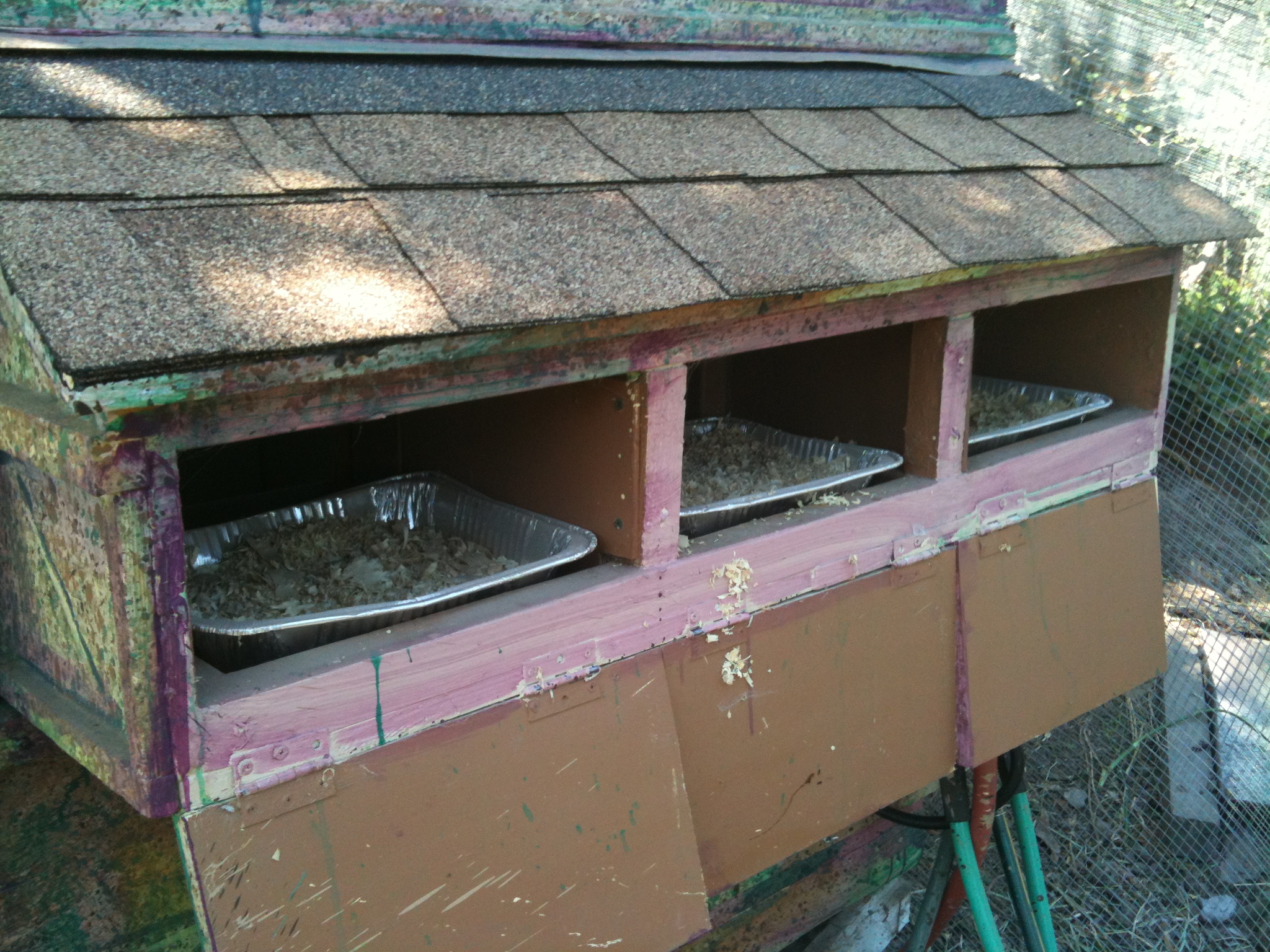 The nesting boxes, open.