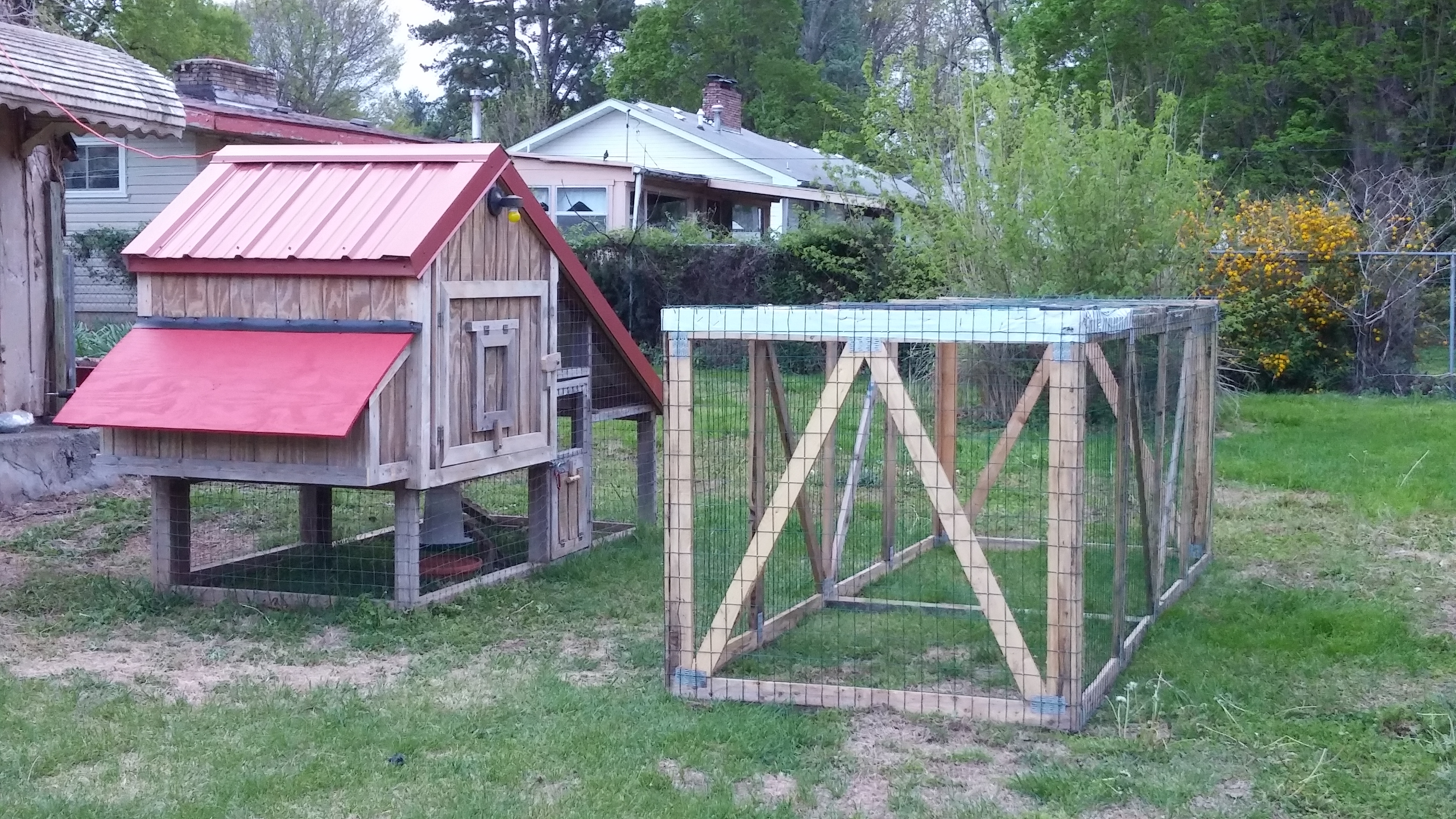 The 'new to us' chicken coop and chicken tractor project. Almost ready for the chicks! They are gonna love this upgrade from the brooder box.