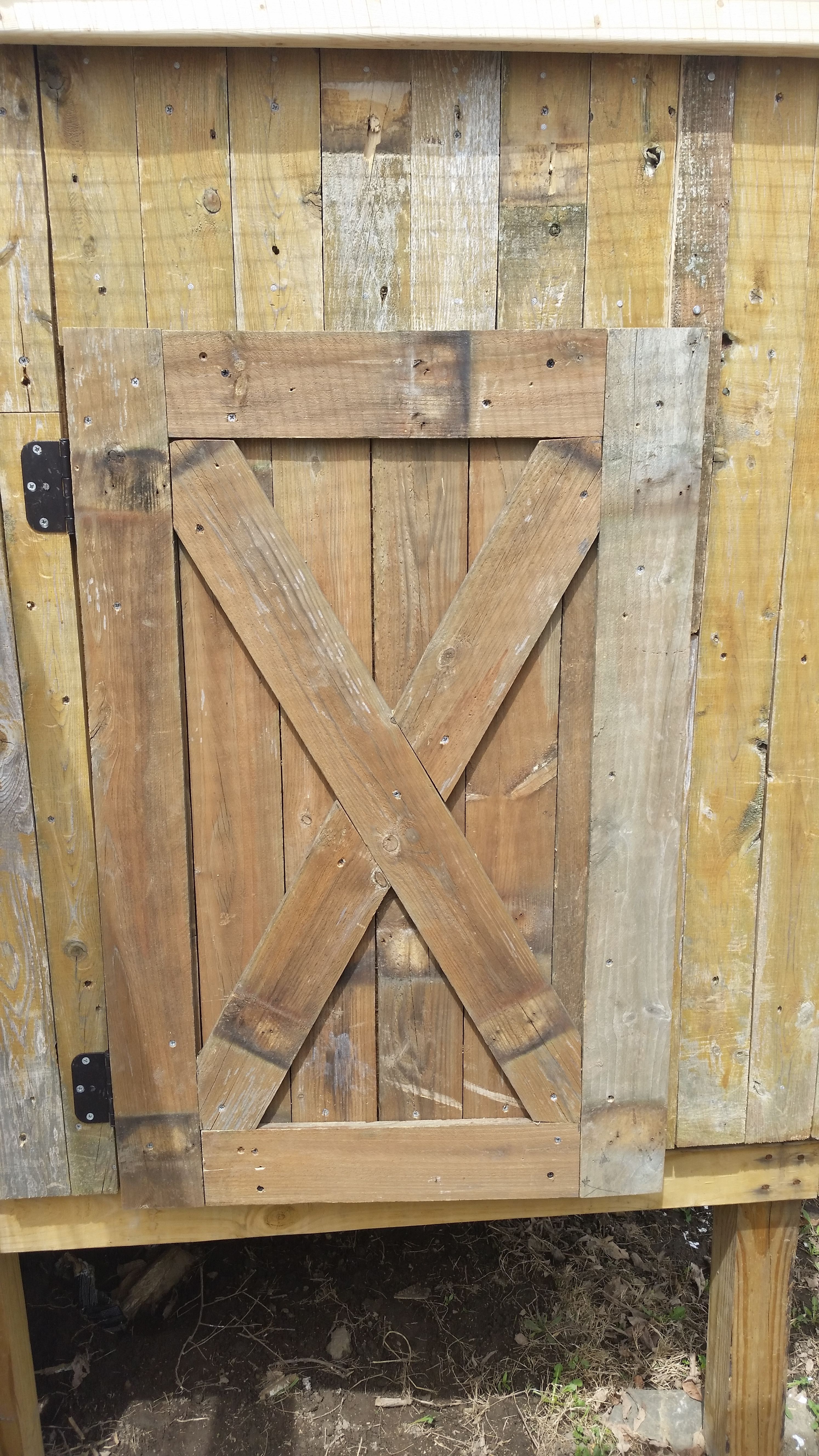 The one thing I wanted when we started this project was a "barn x" on the coop door. Luckily my stepdad has amazing carpentry skills and a lot of patience :)