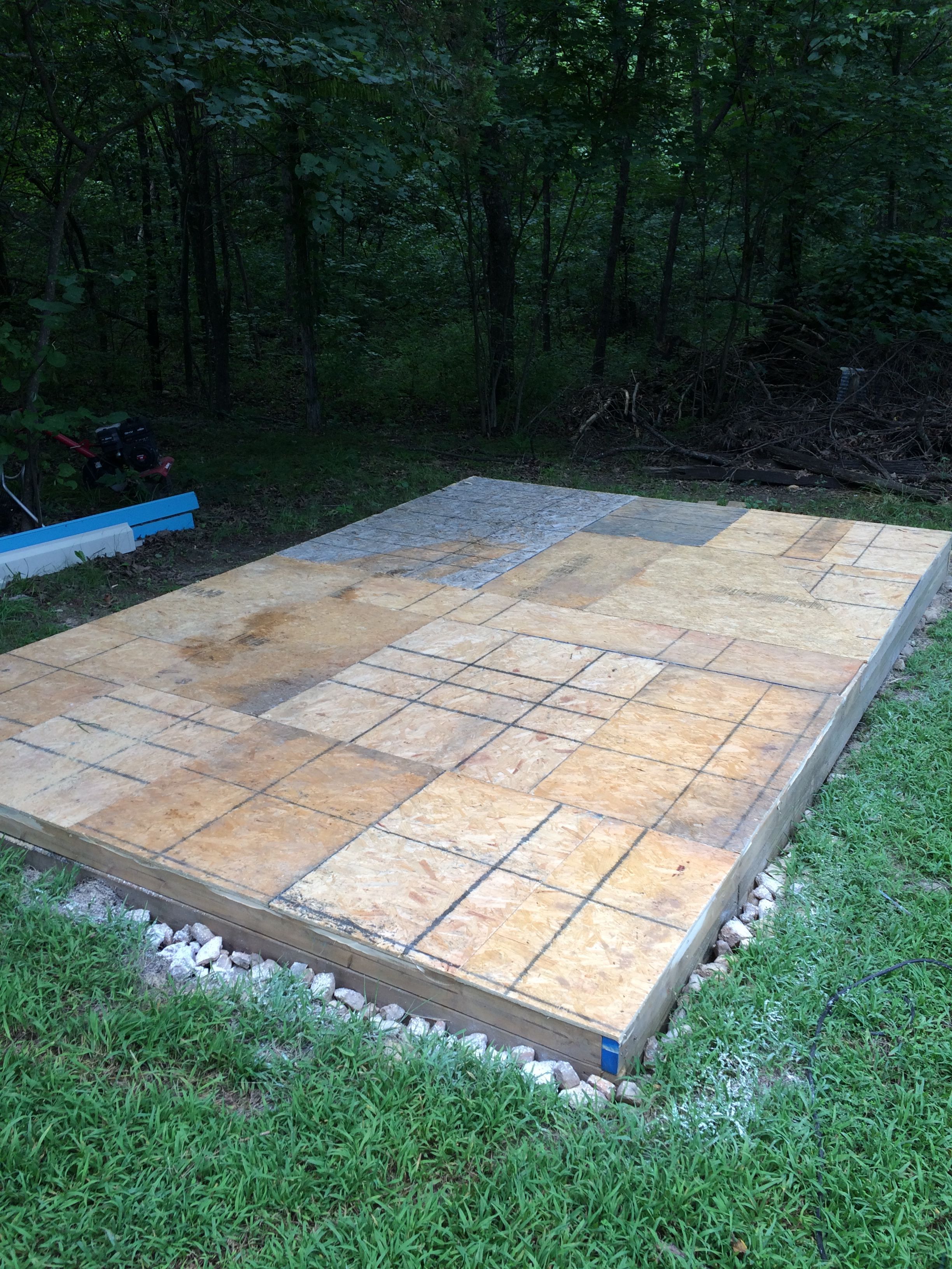 The plywood was in all different shapes and sizes so after playing Tetris on the first level, I played another round and put on a second layer to give it more strength.