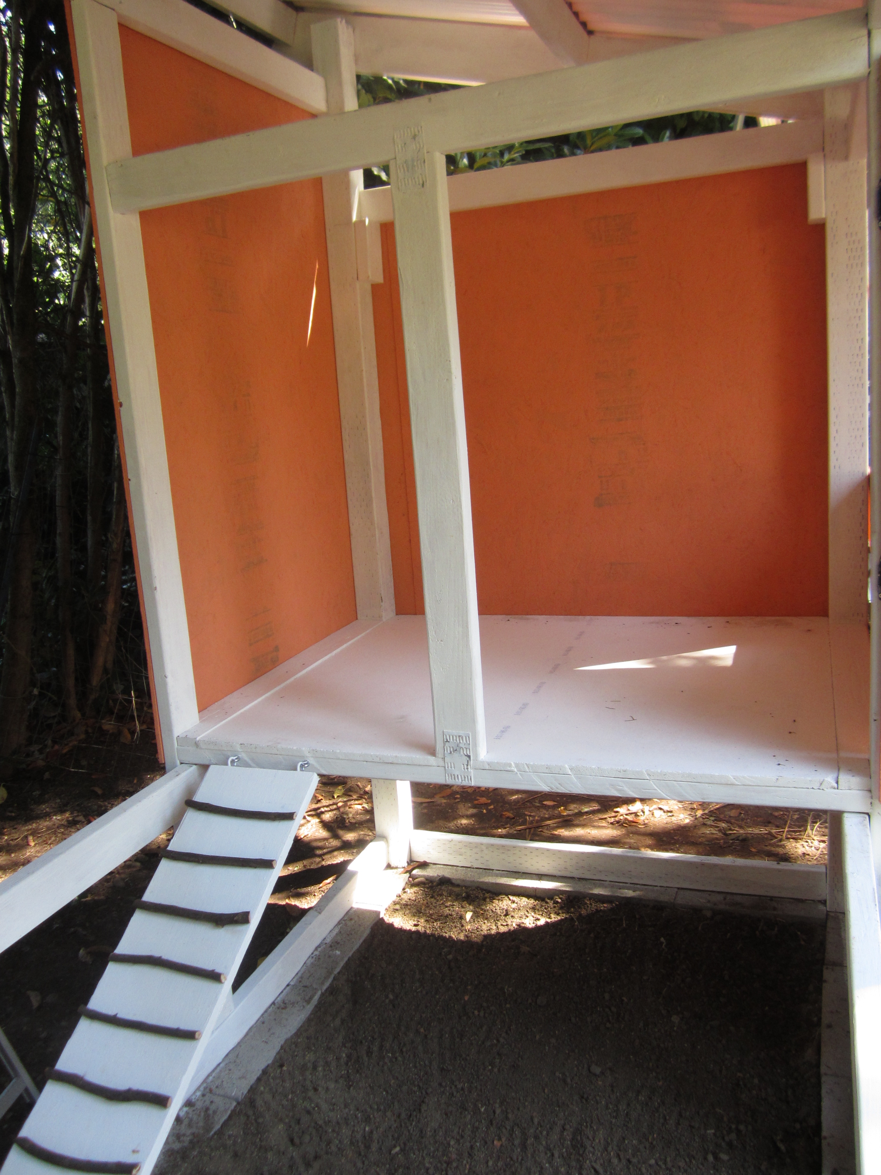 The ramp up to the roost and outer walls on
