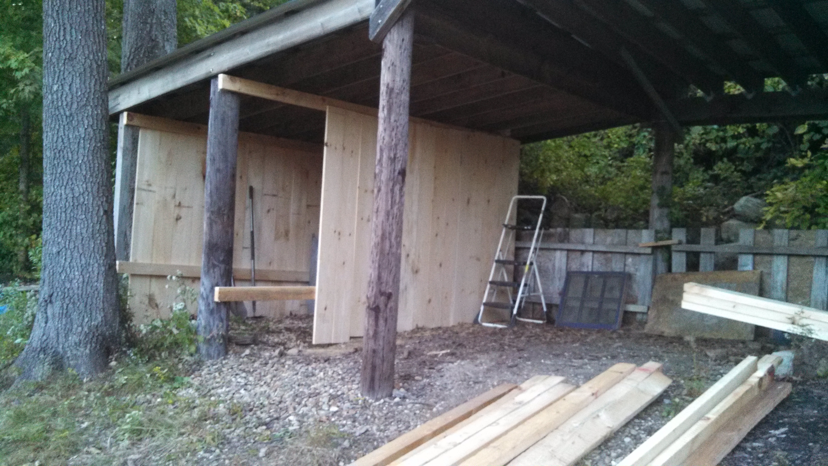 The shell of the "work shop" and indoor coop.