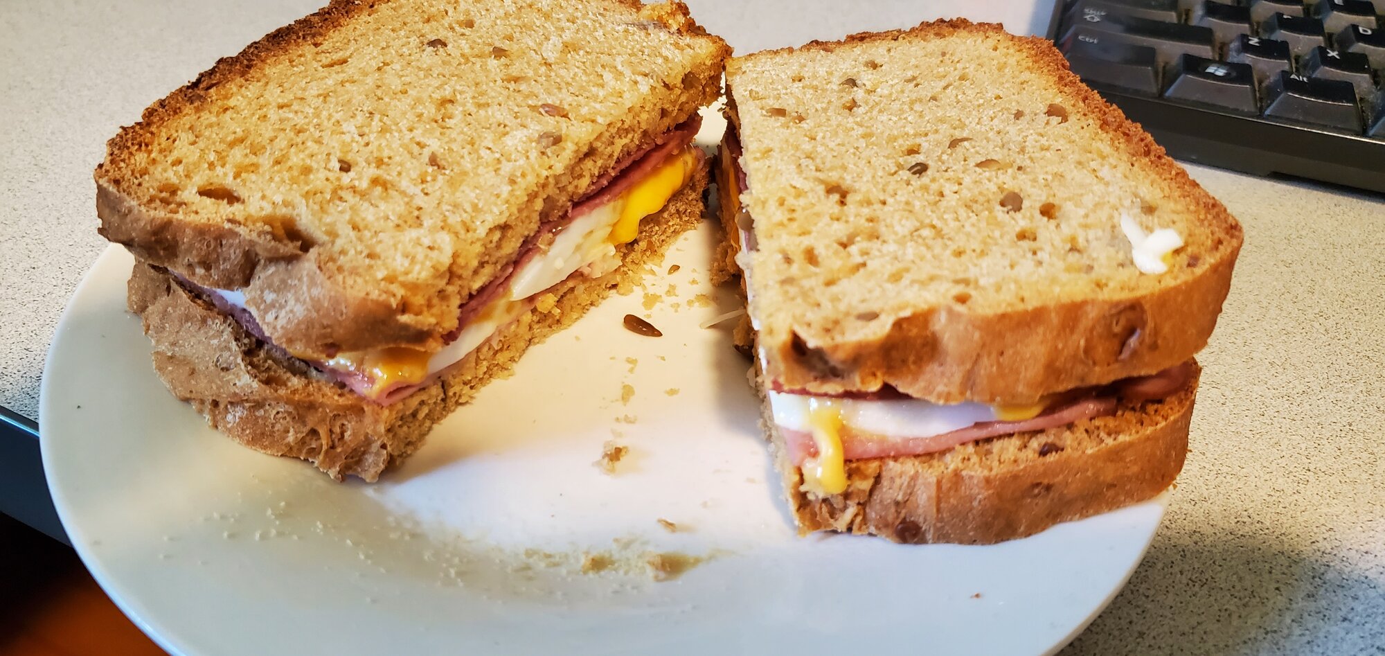 The world famous Cheese, Ham, Salami and Duck-Egg Sandwich