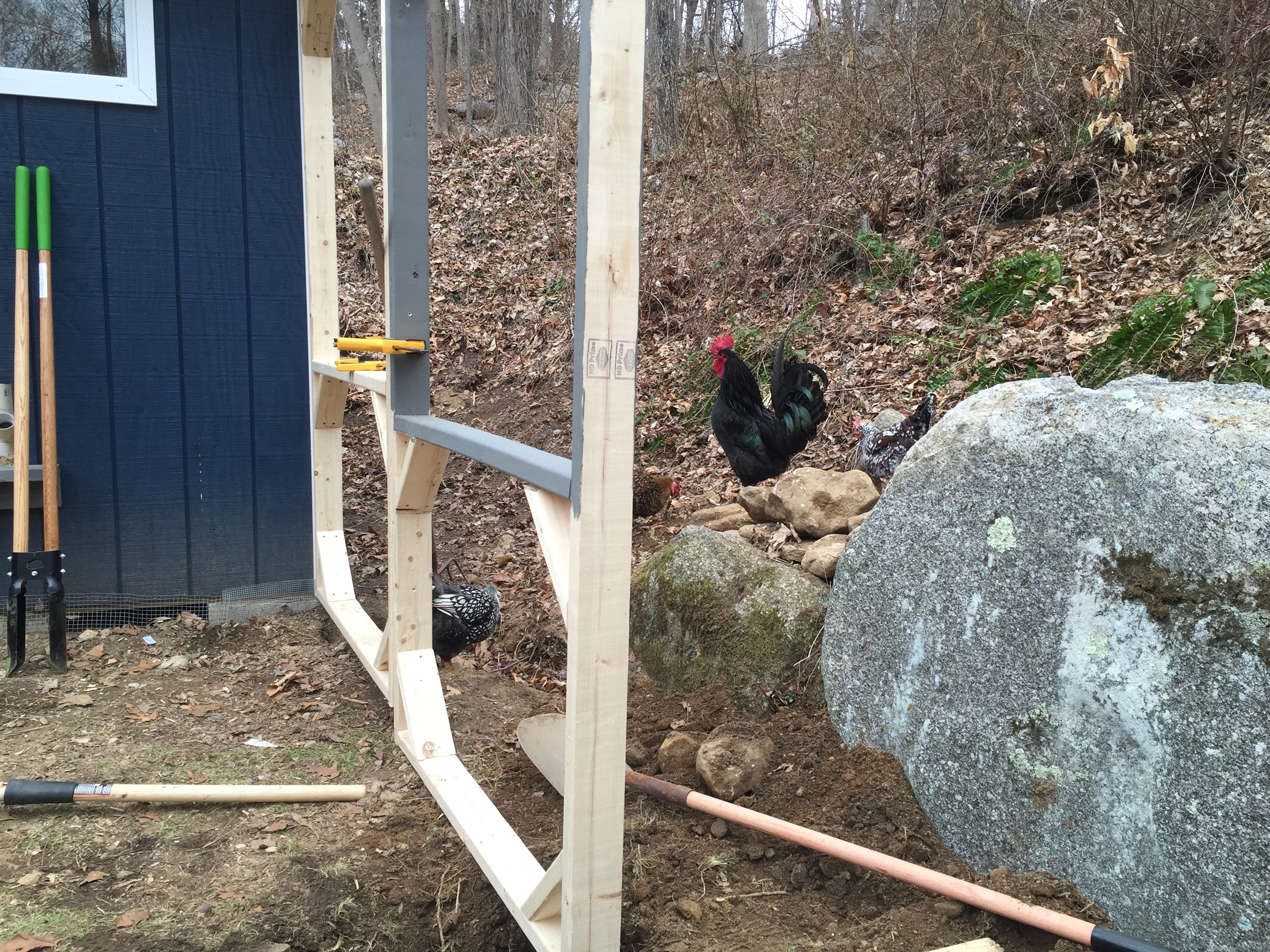 These wall panels I ended up scrapping.  They didn't fit between the post and the coop... All my planning went out the window when I had to start digging holes.