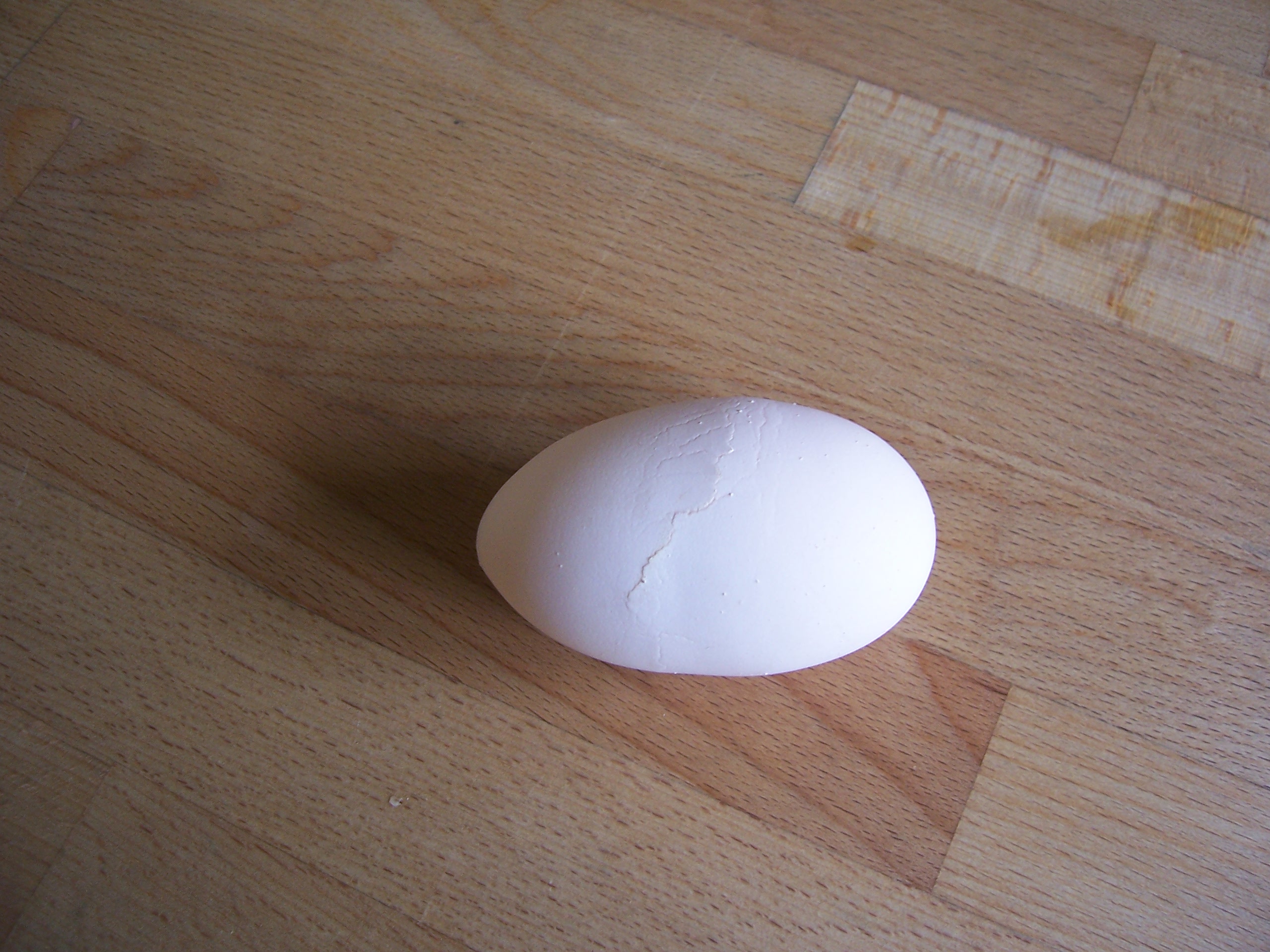 thin, white, cracked egg