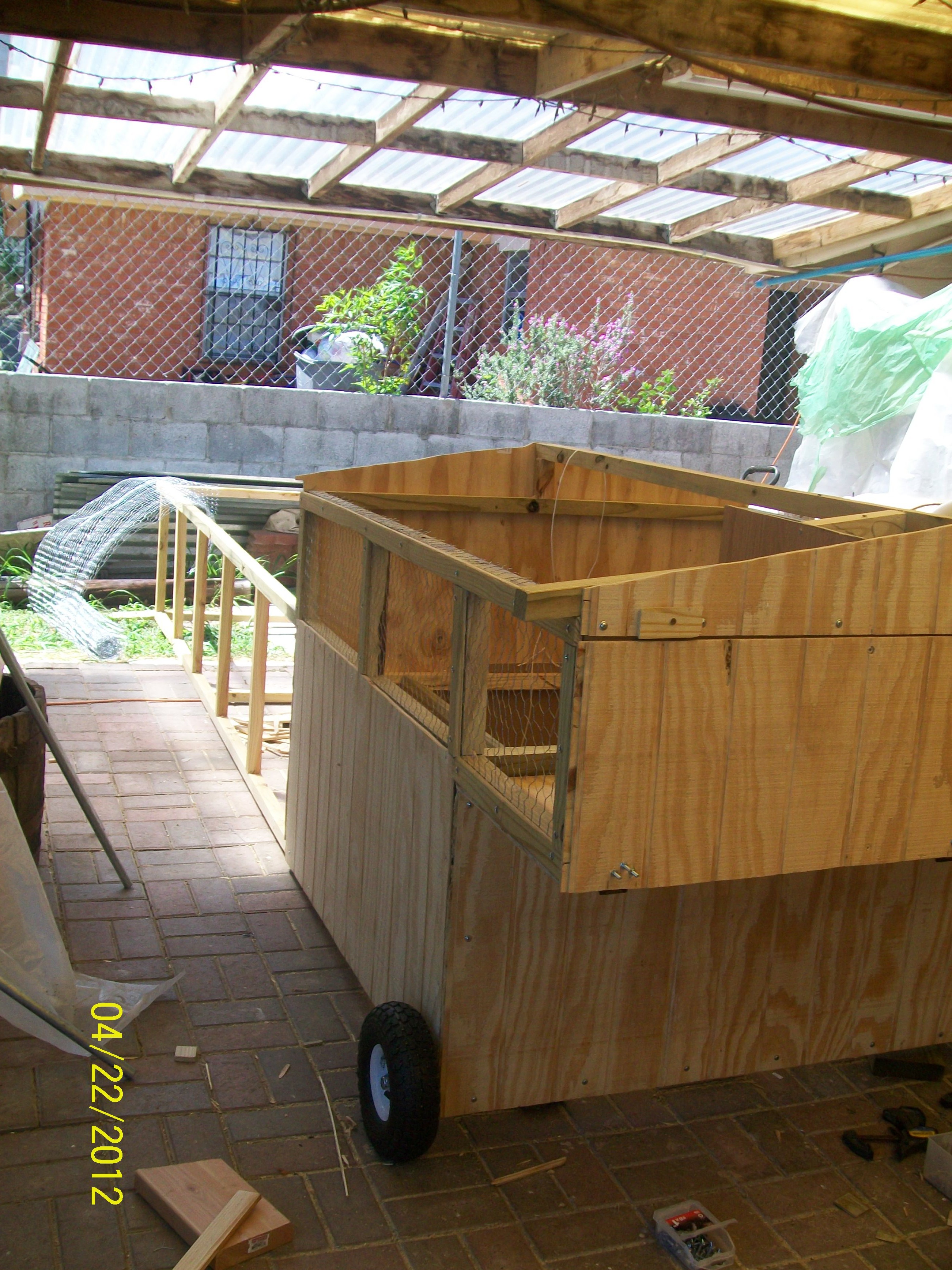 This Chicken Tractor will have wheels so it can be moved in different sections of the backyard.