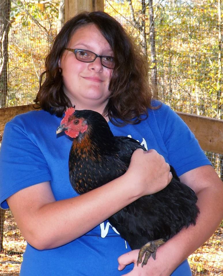 *
This hen, actually, falls asleep in Lilli's arms...