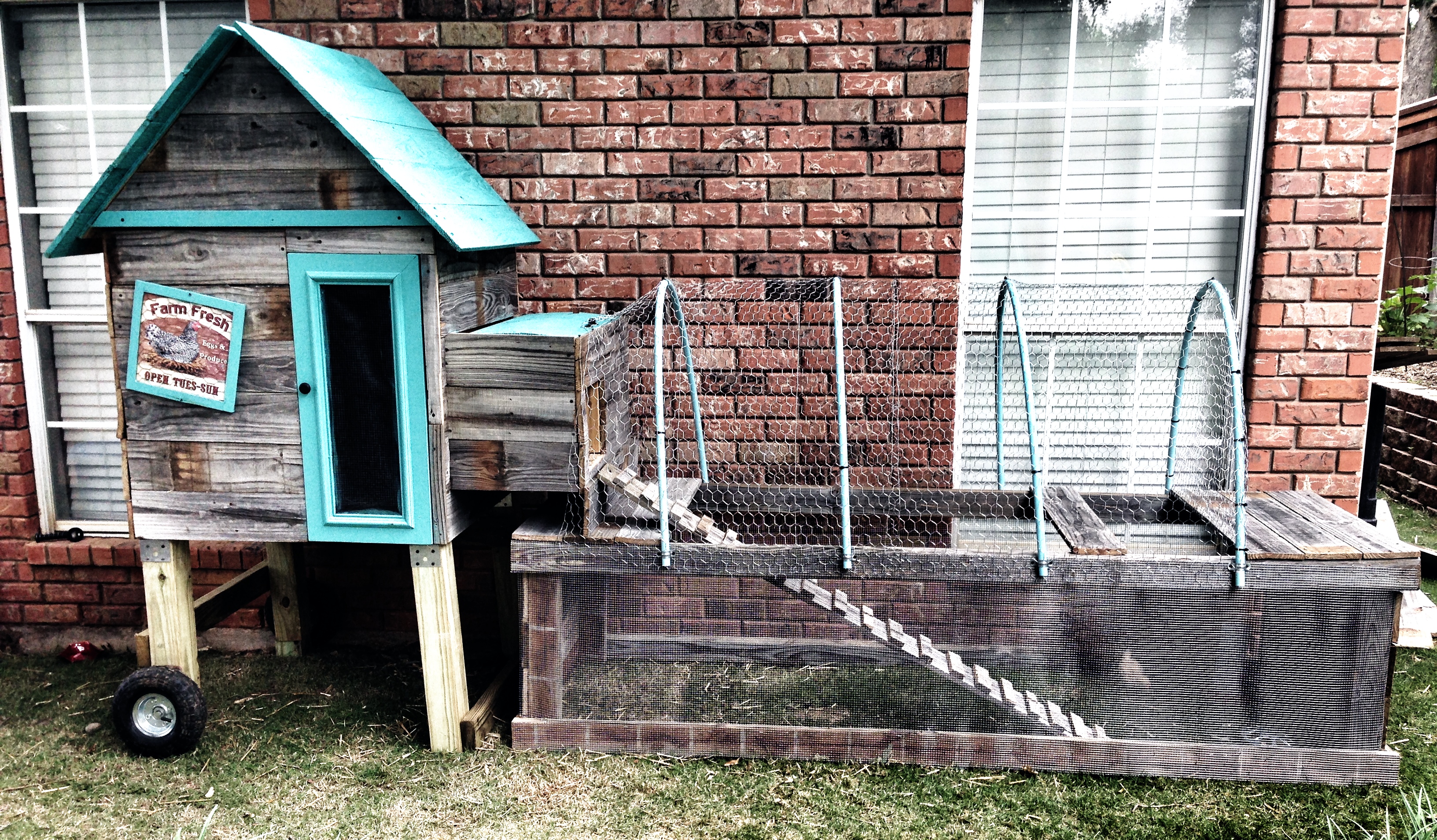 This is a picture of my coop made primarily of reclaimed fence wood.